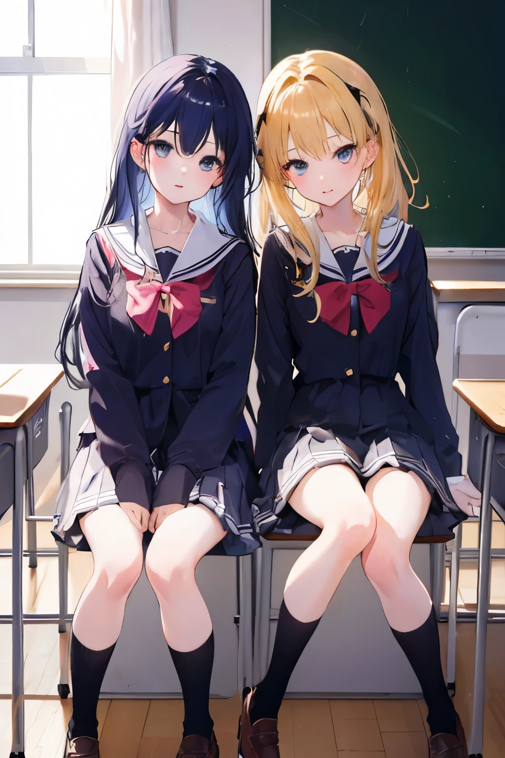 (superflat, flat shading, flat colors), Ikea assembly instruction for a schoolgirl, text, , school uniform, panties, watercolor