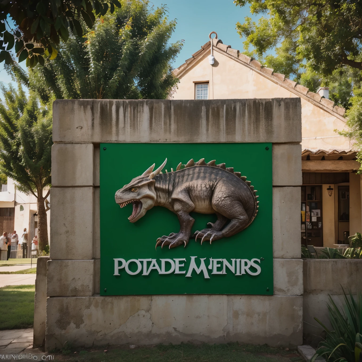 Hola me podria ayudar ocupo un logo para mi tienda dentenis que tenga las letras verdes y que tenga dinosaurios por todos lados