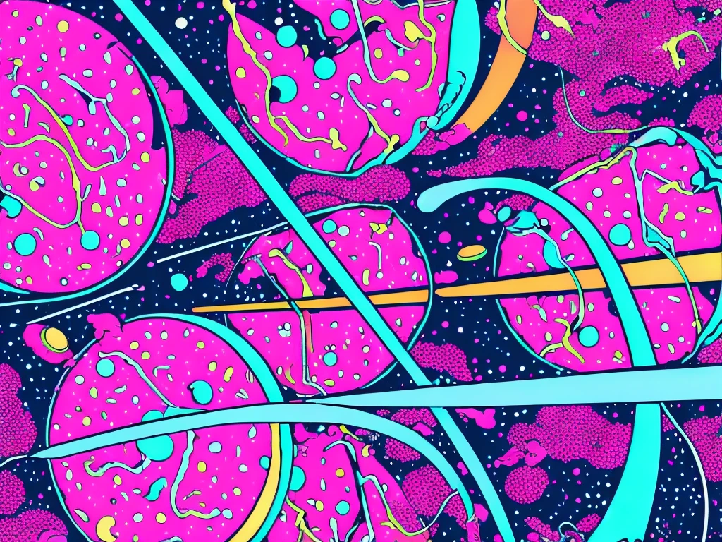 vector art, cosmic space, vibrant colors, abstract shapes, digital masterpiece, high resolution, neon lights, interstellar travel, futuristic aesthetics, celestial bodies, psychedelic atmosphere