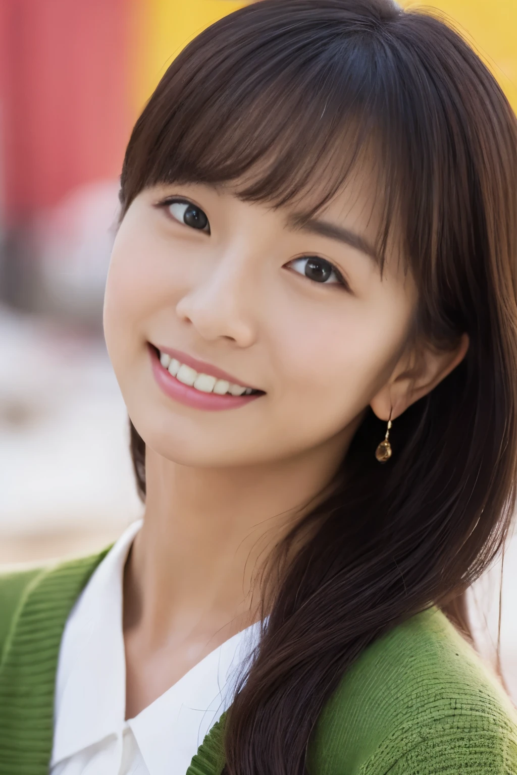 1 girl, (Wearing a bright green cardigan:1.2), very beautiful japanese actress,
(Raw photo, highest quality), (realistic, Photoreal:1.4), table top, 
very delicate and beautiful, very detailed, 2k wallpaper, wonderful, 
finely, very detailed CG Unity 8K 壁紙, Super detailed, High resolution, soft light, 
beautiful detailed girl, very detailed目と顔, beautifully detailed nose, finely beautiful eyes, cinematic lighting, 
(Commemorative photo at Salar de Uyuni:1.4), 
complete anatomy, slender body, small, smile,
pan focus