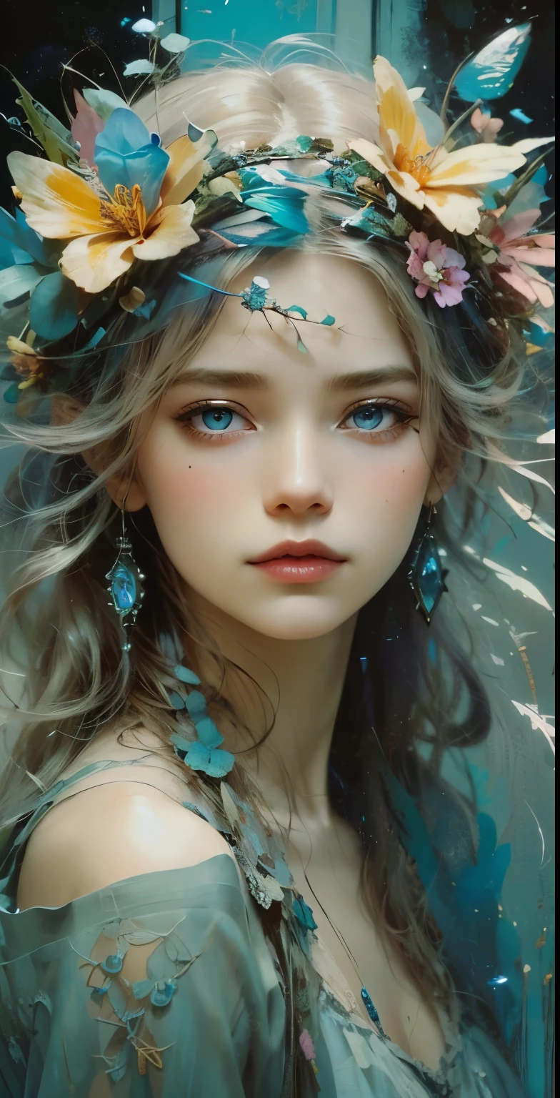 Beautiful woman, small narrow nose, perfect identical eyes, Craft breathtaking and mind-blowing magical fantasy creatures with extraordinary details and vibrant pastel colors. Envision these fantastical creatures with a level of intricacy that captivates the imagination. Strive for a smooth gloss finish to enhance the final 8k to 16k resolution. Draw inspiration from the artistic styles of Jean Baptiste Monge, Carne Griffiths, Michael Garmash, Seb Mckinnon, and Jeremy Mann. Let your creativity flow without limitations, exploring the fantastical realms of imagination.