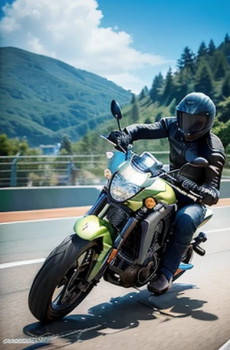 two people riding motorcycles on a track with a crowd watching, daniel maidman octane rendering, rgp artwork, akira cgi movie stills, official artwork hdr, key art, motorcycle concept art, high speed action, cycles 3 d render, rendered in cinema 4 d octane, greg rutkowski. cinematic, hd art, rolands zilvinskis 3d render art