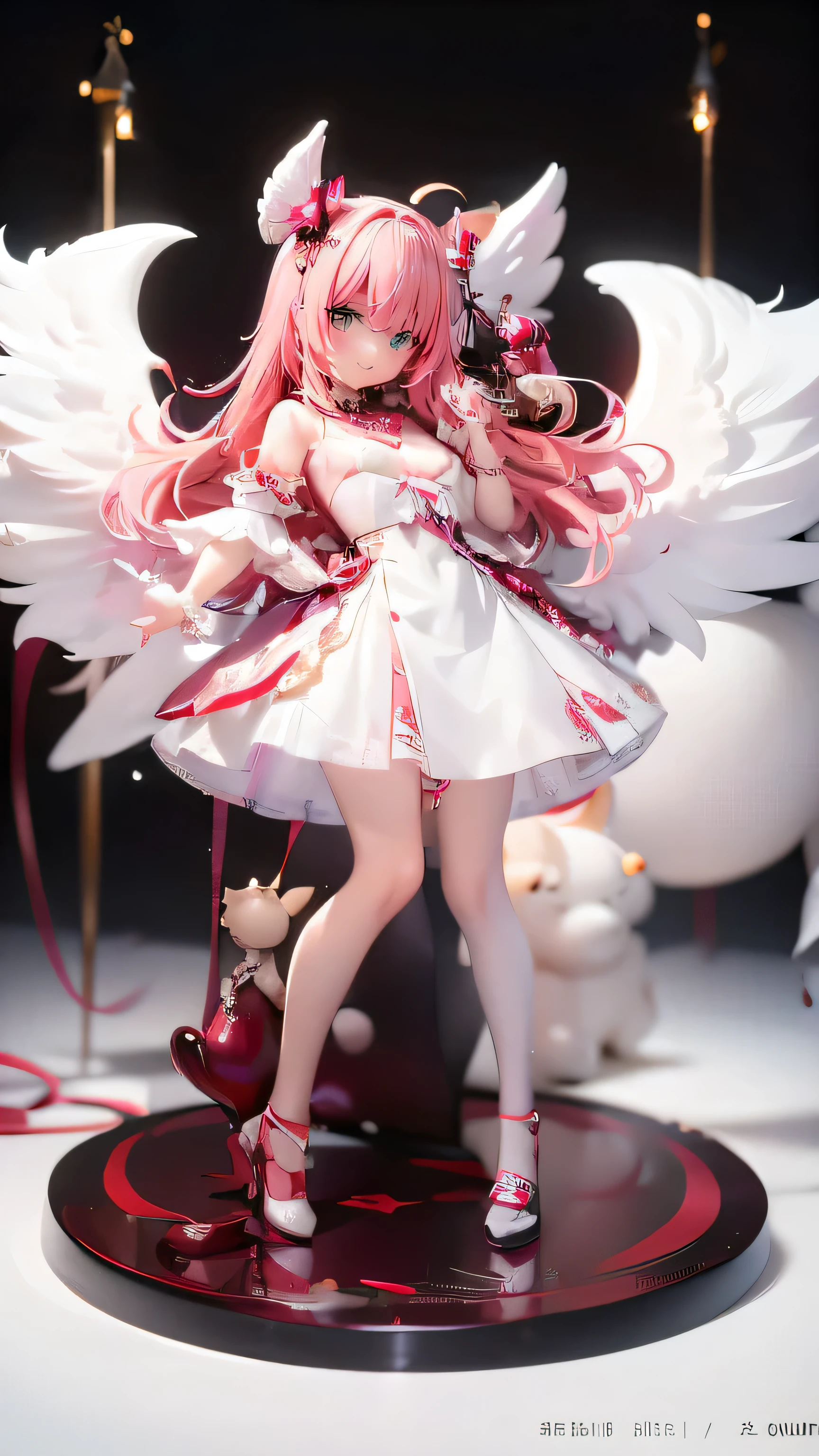 very cute devil and angel、 girl(2 people)、(Breast size according to age)、Standing position、full body shot、nipple shape)、not wearing panties、background starry sky、Red Moon、