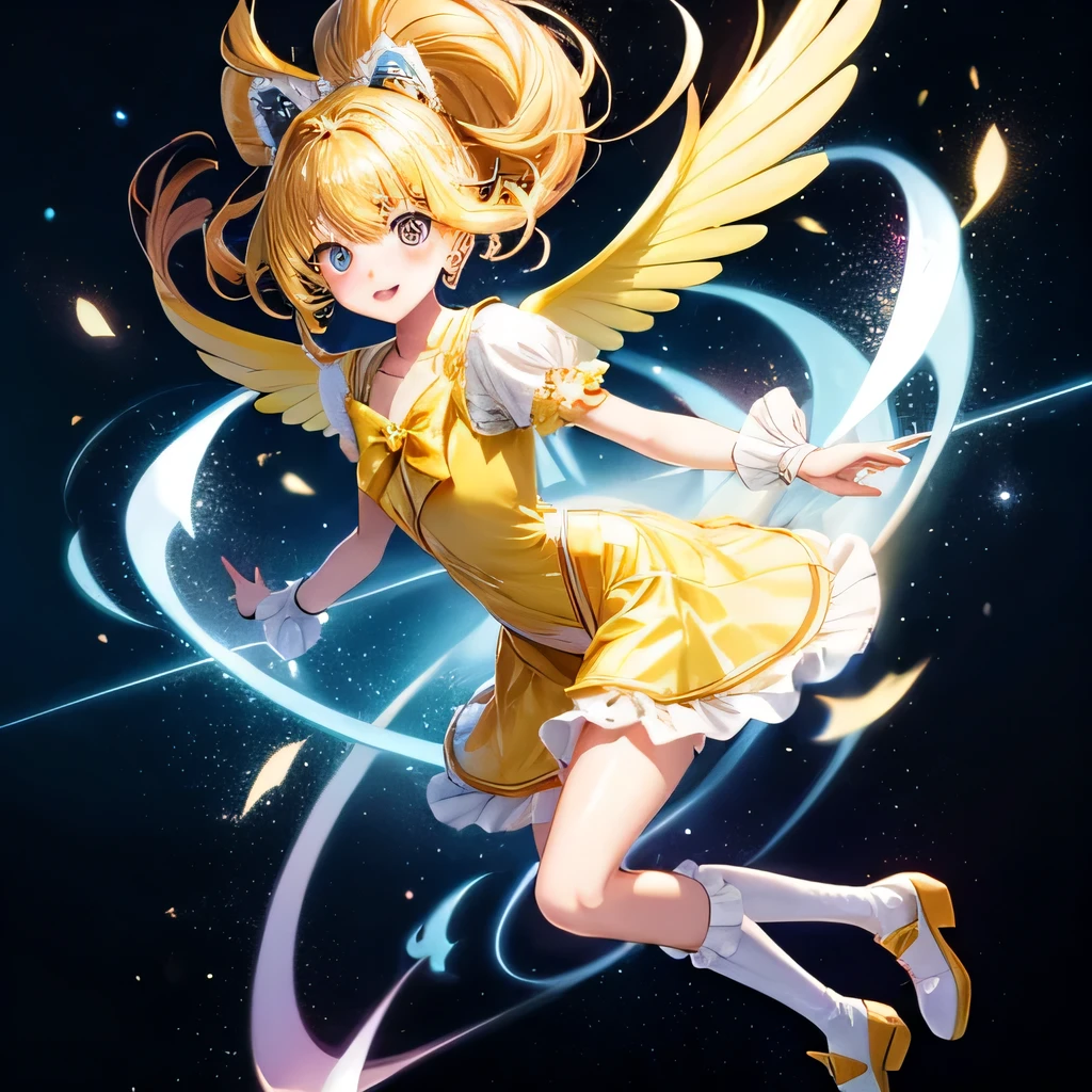 Wonderful Precure、light yellow hair、yellow eyes、full body shot、