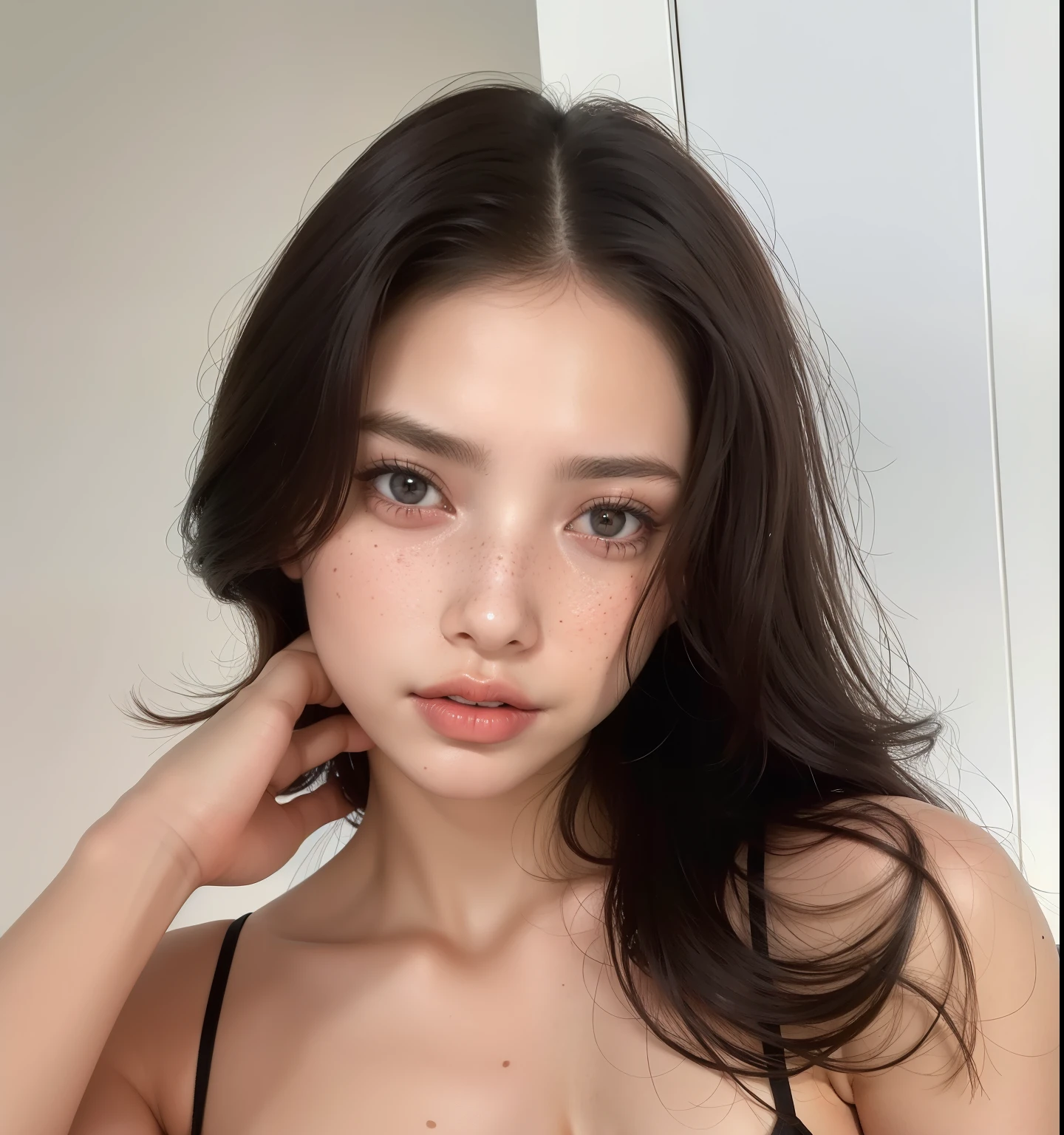Shaped woman with freckles and black bra., Retrato de Sophie Mudd, Anastasia Ovchinnikova, Anna Nikolanova aka Newmilky, lindo poarca, dasha taran, Modelo de Instagram, angelina stroganova, Victoria Gavrilenko, Estilo de Julia Razumova, Yulia Gorokhova, Rosto perfeito ), Catarina
