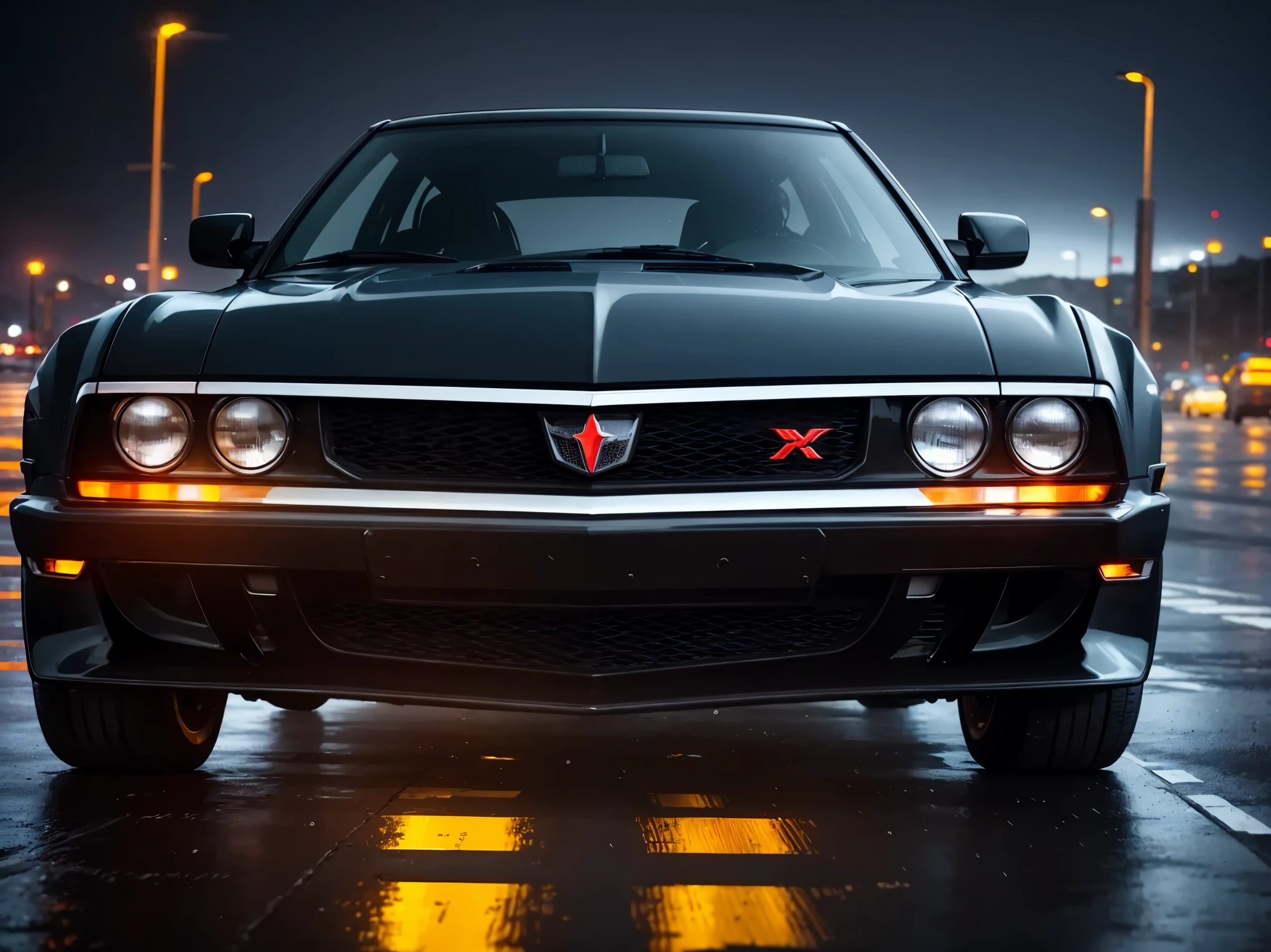 Holden Monaro GTS, wet roads, heavy rain, overcast, lightning, light trail, vector, vector art, (best quality, 4k, highres, masterpiece:1.2), ultra-detailed, (realistic, photorealistic:1.37), HDR, UHD, studio lighting, ultra-fine painting, sharp focus, physically-based rendering, extreme detail description, professional, vivid colors, bokeh, portraits, landscape, weathered appearance, sleek design, dynamic angles, wet reflections, intense atmosphere.