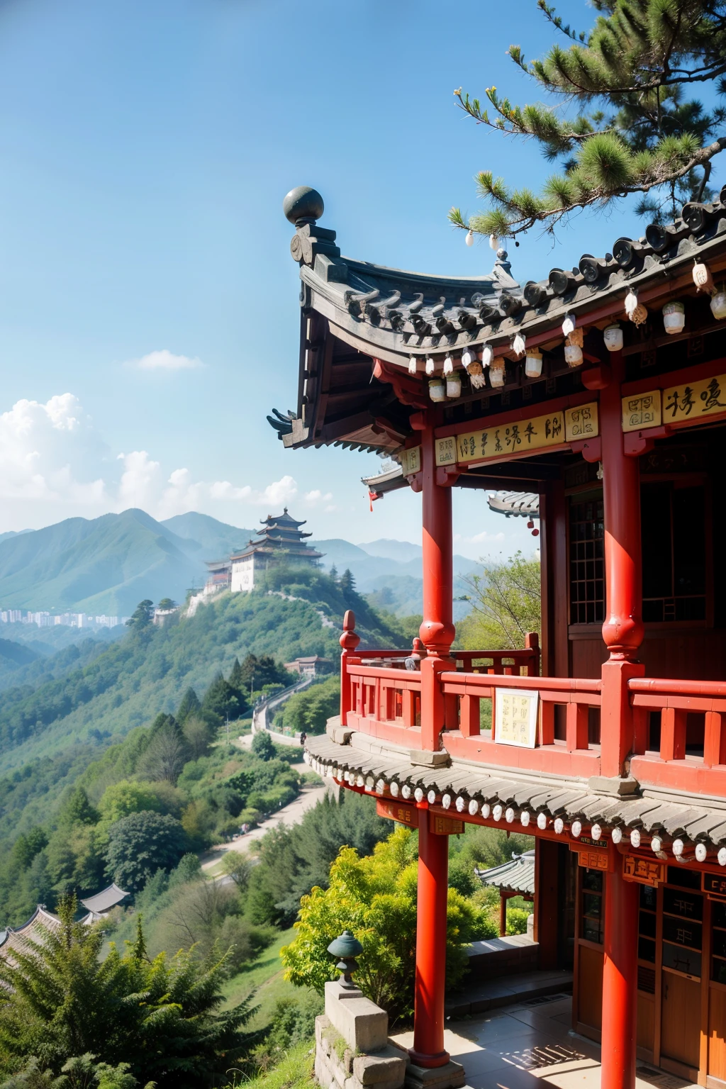 ((green)), ((Qingming Festival)), (detailed), mountain peak