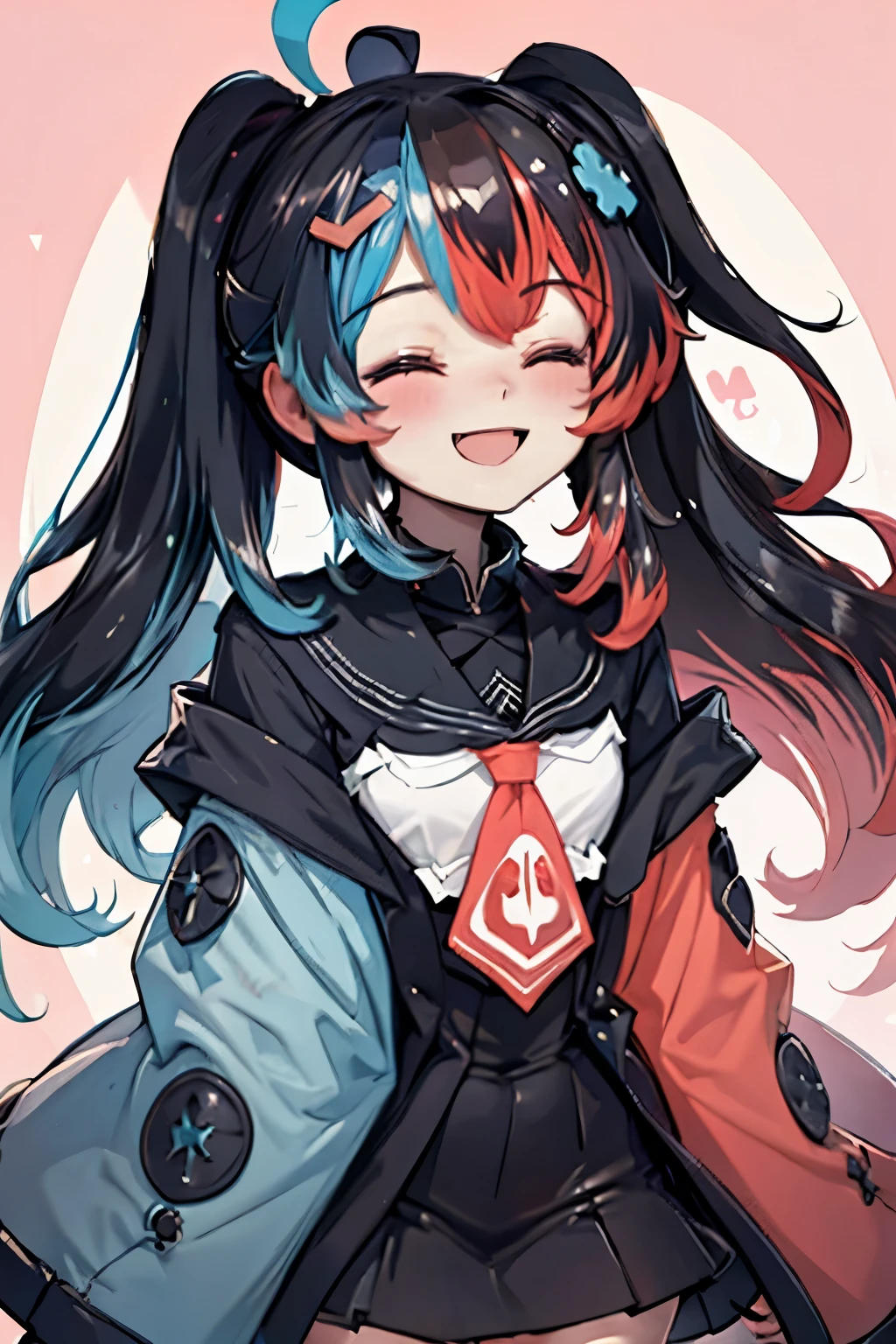 Highly detailed, High Quality, Masterpiece, beautiful, 1girl, solo, SwitchchanOutfit, (HeadpatPOV:1.5), headpat, pov, smile, bright smile, head tilt, closed eyes, happy, blush,