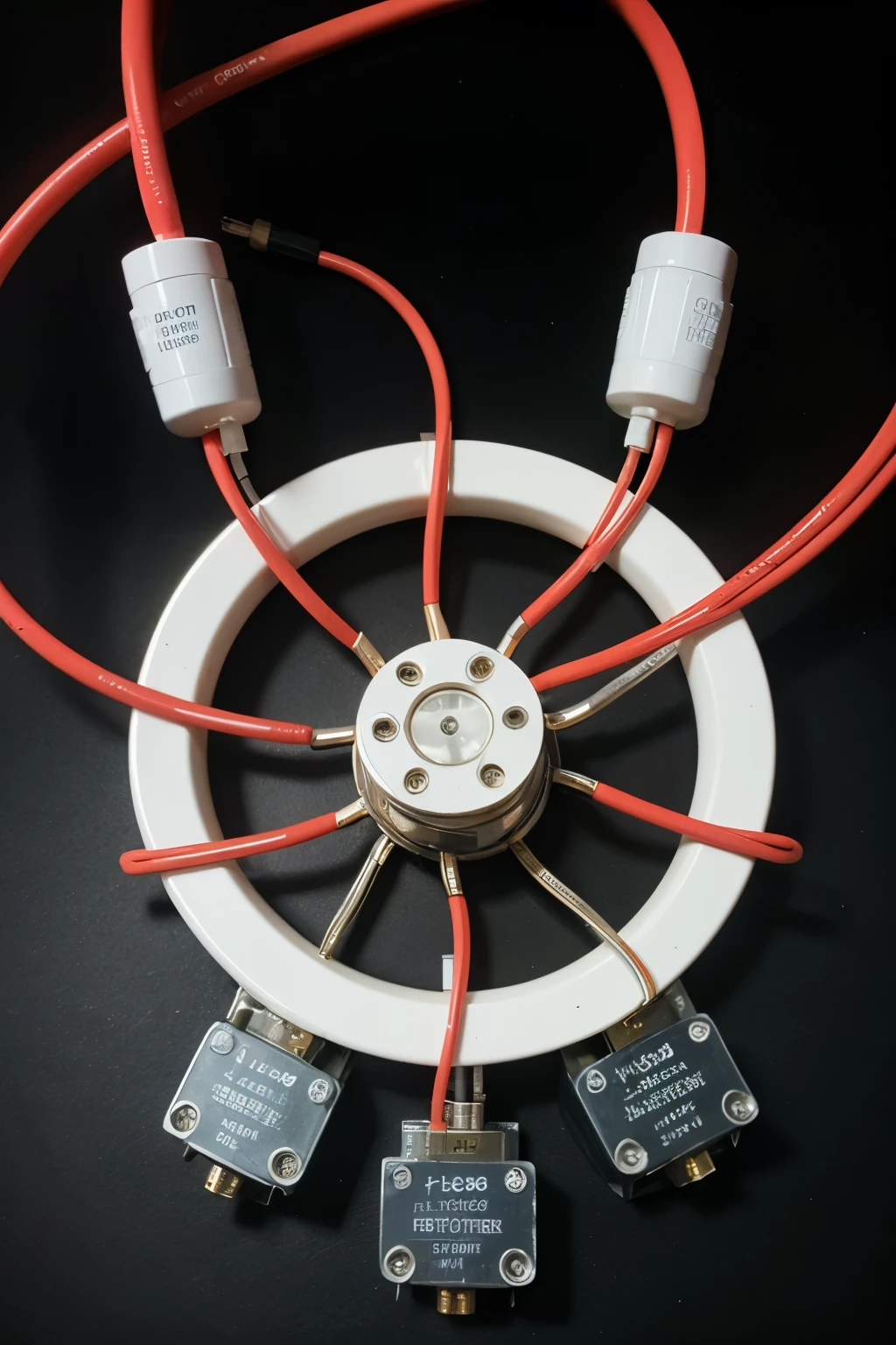 Electric field lines and equipotential surfaces for the charging configuration of a floating circular electrode in the middle of parallel plate capacitors
