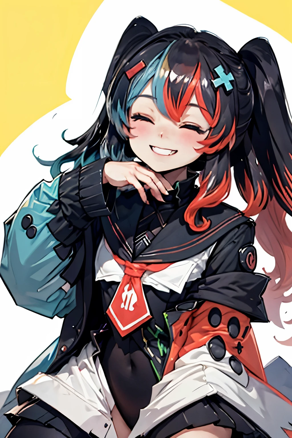 Highly detailed, High Quality, Masterpiece, beautiful, 1girl, solo, SwitchchanOutfit, (HeadpatPOV:1.5), headpat, pov, smile, bright smile, head tilt, closed eyes, happy, blush,