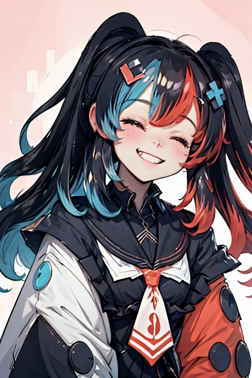 Highly detailed, High Quality, Masterpiece, beautiful, 1girl, solo, SwitchchanOutfit, (HeadpatPOV:1.5), headpat, pov, smile, bright smile, head tilt, closed eyes, happy, blush,