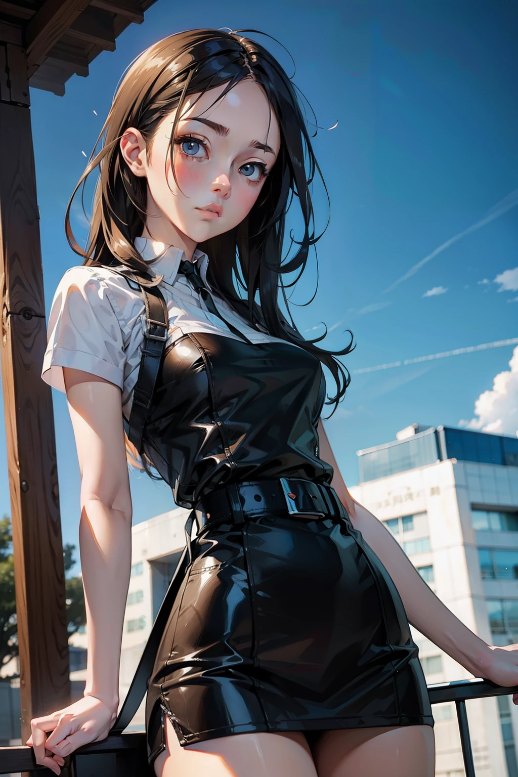 Waist up girl in Range Murata aesthetic style, (masterpiece), best quality, perfect face