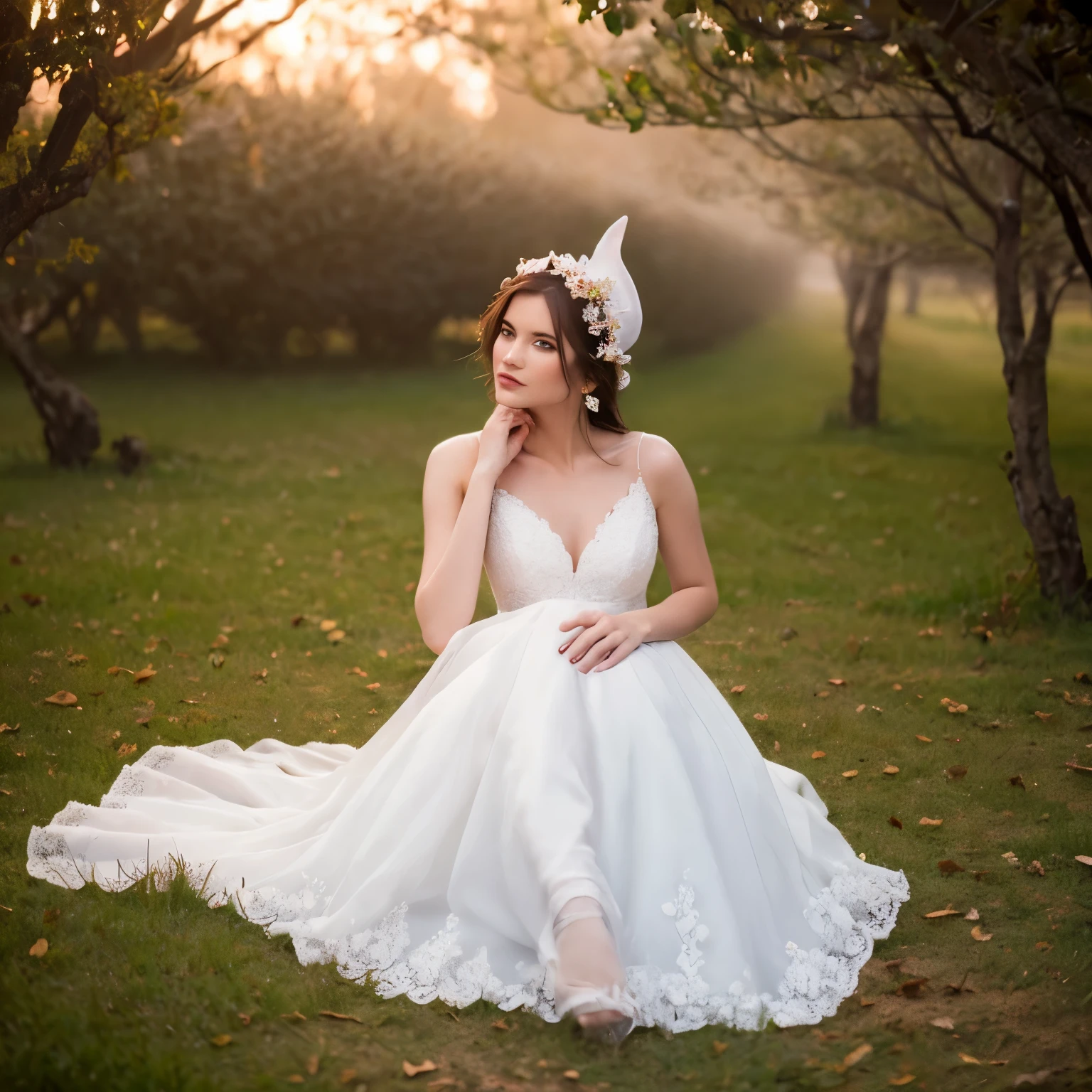 "(best quality, masterpice:1.2), mature female, goddess, white witch hat, sitting, elegant, mysterious, confident, enchanting, serene, captivating, magical lighting, detailed eyes, delicate lips, flowing gown, intricate lace, atmospheric, ethereal, fantasy landscape, surreal, dreamlike, soft colors, alluring, powerful presence, soft shadows, mystical aura, enchanting atmosphere, stunning beauty"