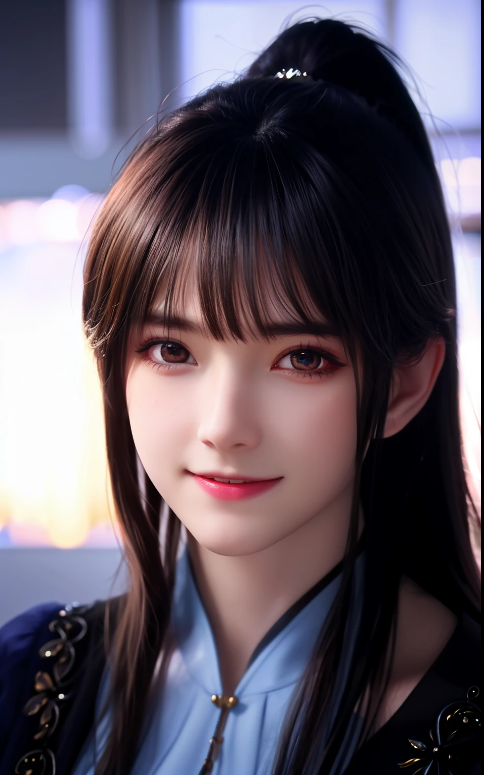 silver hair、Ulchan-6500-v1.1, (Photoreal:1.4), and soul、anime style、smile、portrait、beautiful, Moist eyes like clear glass、beautiful detailed woman, very detailed目と顔, beautiful detailed eyes,huge file size, super detailed, High resolution, very detailed, highest quality, masterpiece, enlightenment, very detailed, nffsw, Unite, 8k wallpaper, wonderful, finely, masterpiece, highest quality, Hvery detailed ticker uniform 8K wallpaper, light shines on your face、movie lighting、