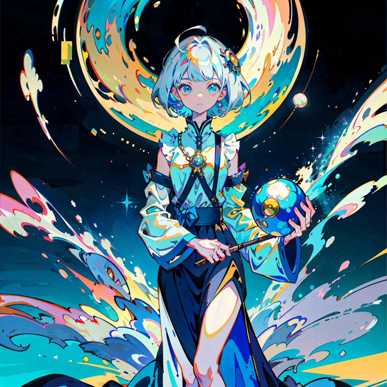 higher ↑↑↑, wowow, nouns, anime cute girl, super quality, pixel art, game of ps2, a lot of blue metalic ball, a lot of gold metalic ball, a lot of silver metalik ball, a lot of pearl, shine,