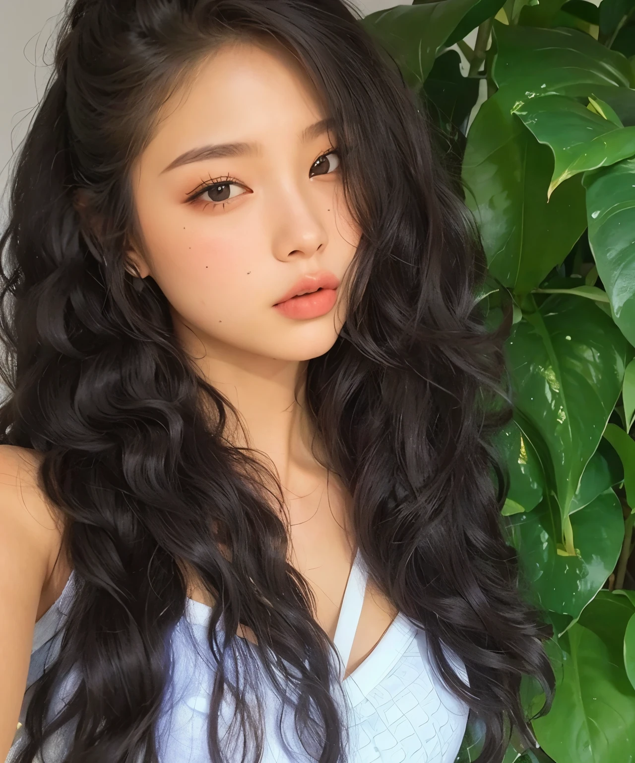 work of art, superlative, realisitic, A beautiful Asian woman, jennie kim, cabelo cacheado, cachos bonitos, corpo bonito, colorido, HD, photographic lighting, 16K
