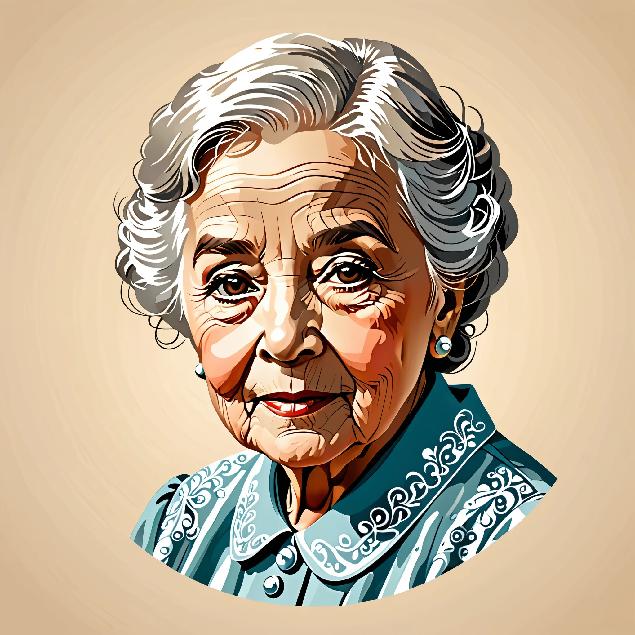 (((Vector illustration))),Flat coating,((Celluloid style)),(children illustration),elderly,portrait,close up,((minimalist art)),8K,masterpiece,Rich details