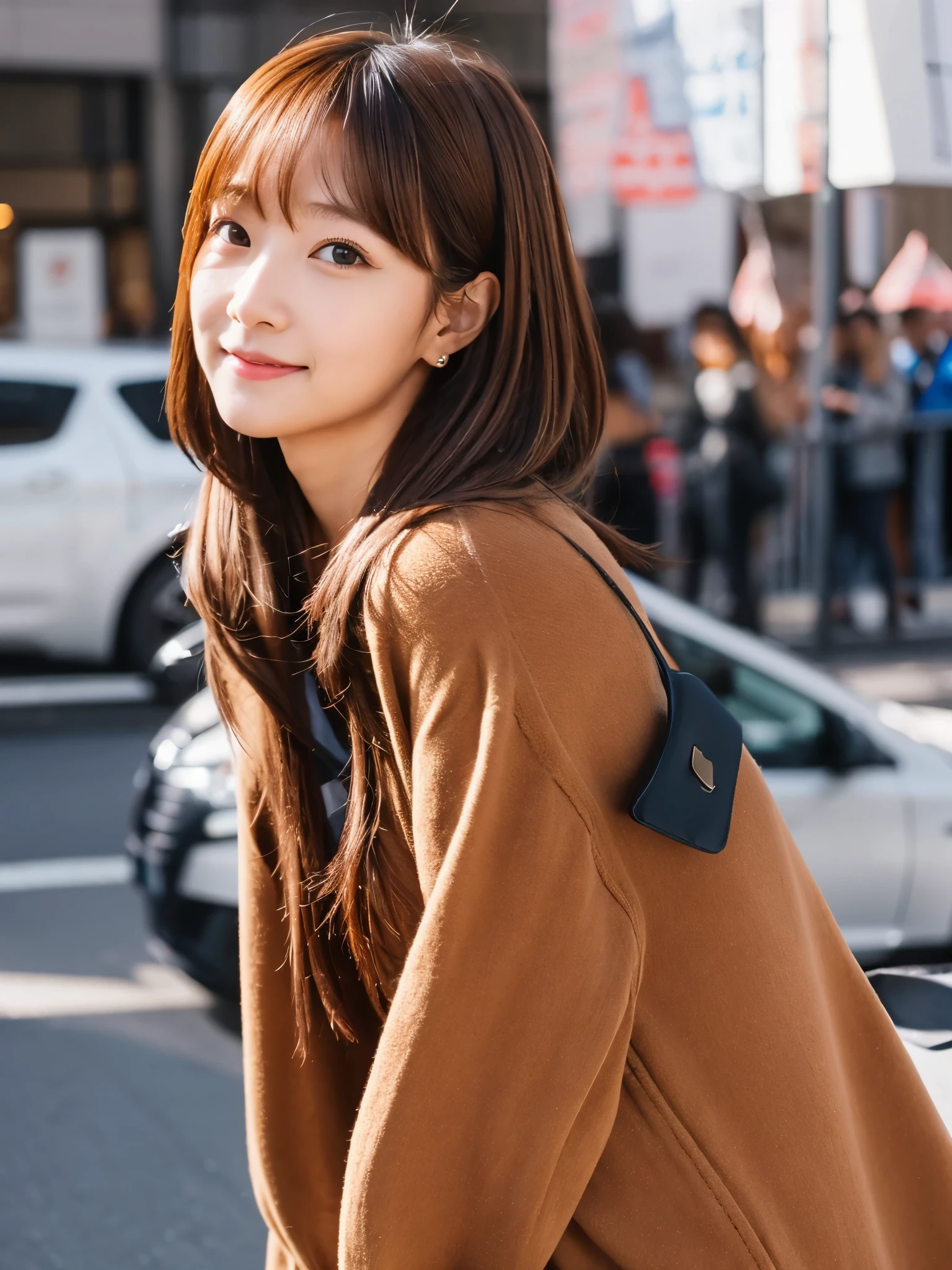 A brown-haired girl similar to the character Ochako Uraraka from my hero academia but with body measurements of 107-65-102 cm.