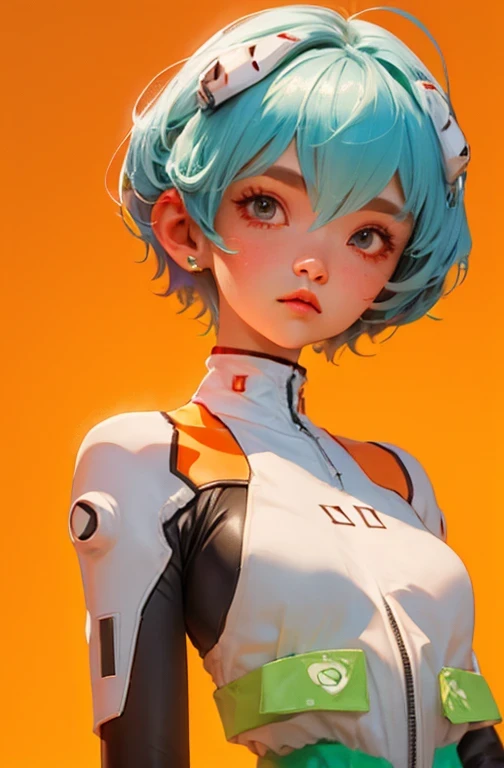 blind box,simple background,ayanami_rei, plugsuit, bodysuit, interface headset, white bodysuit