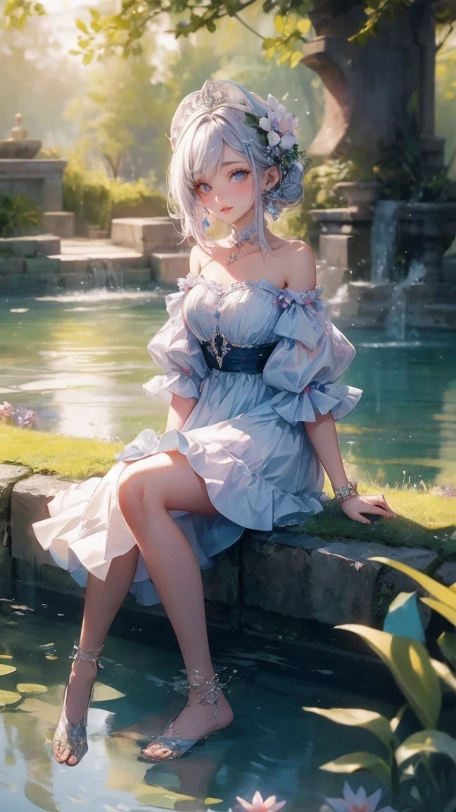 masterpiece, best quality, extremely detailed CG unity 8k wallpaper, a magical pond in the evening, finely detailed, cinematic lighting, highres, flowers bloom，（（（Spring morning）））
.super wide angle（（（masterpiece）））, （（best quality））,（（Intricate details））,（（surreal））（8K）
