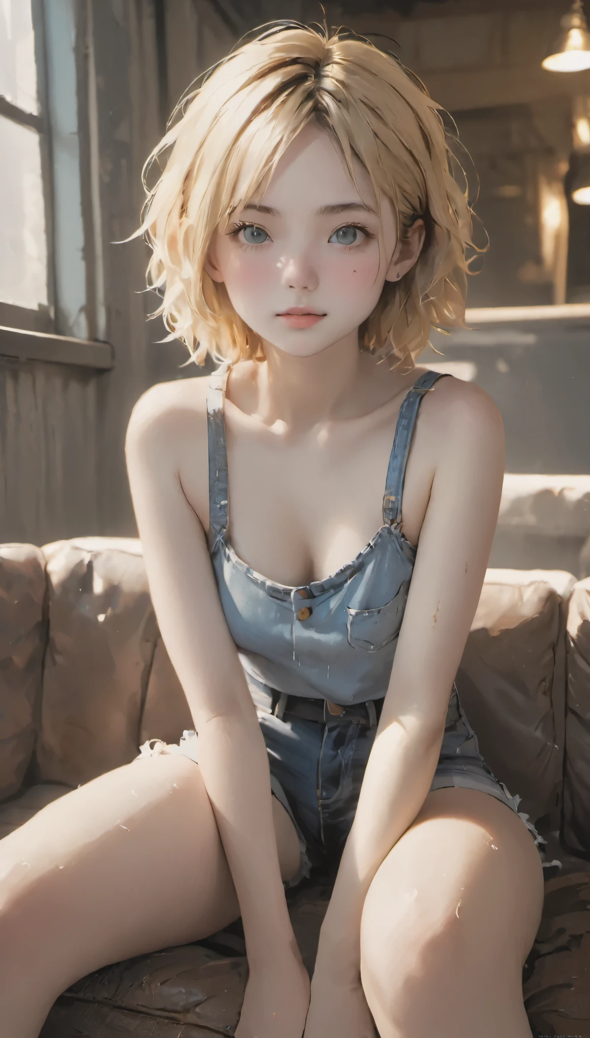 (((dirtyアパートのソファに座っている))),sitting on the sofa、sitting and watching the audience、21 year old girl in grunge style,full body photo,white tube top,blonde,tight denim jeans,barefoot,fascinating,freckles,messy hair,Thoroughly,analog style,female focus,highest quality,(very detailed skin),perfect face,skin pole oke:0.6),sharp focus,dappled lighting,(Backlight:0.7),film grain,Sony A7R IVで撮影,18mmF/1.7 cine lens,(very detailed, intricately detailed),8K,HDR,Front view,(I can see the whole body:1.2) . textured,I&#39;m in pain,vintage,edgy,punk rock vibe,dirty,noisy,bad anatomy,, Learn more about Ultra-HD