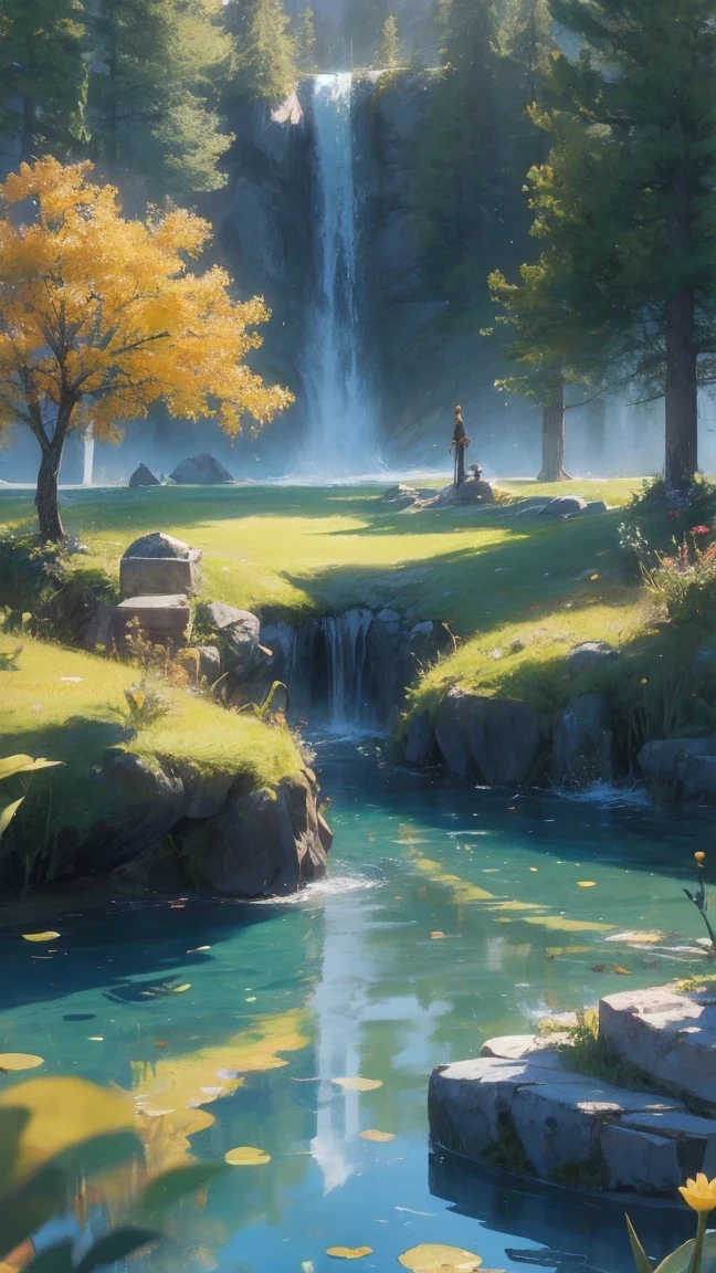 masterpiece, best quality, extremely detailed CG unity 8k wallpaper, a magical pond in the evening, finely detailed, cinematic lighting, highres, flowers bloom，（（（Spring morning）））
.super wide angle（（（masterpiece）））, （（best quality））,（（Intricate details））,（（surreal））（8K）