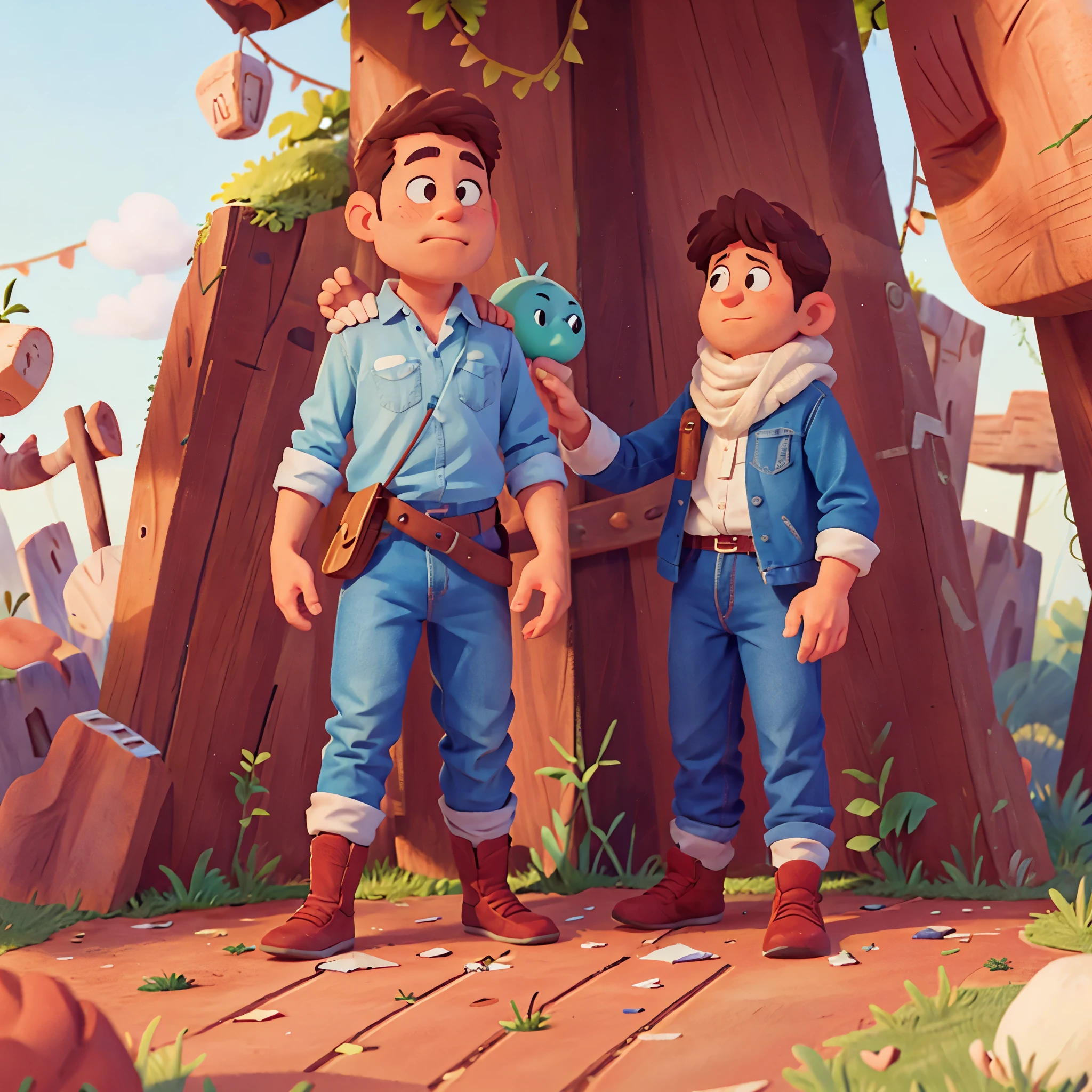 A being respectful to a man. Color animated representation.