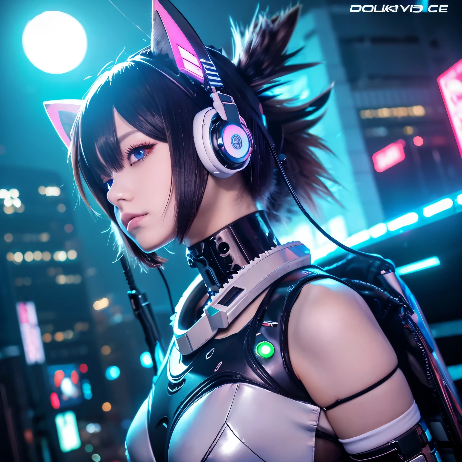 Anime girl in futuristic costume with cat ears and headphones, cute cyborg girl, digital cyberpunk anime art, cyberpunk anime girl mech, female cyberpunk anime girl, cyberpunk anime girl, beautiful girl cyborg, perfect android girl, anime cyberpunk art, portrait anime space cadet girl, dreamy cyberpunk girl, Digital Cyberpunk - Anime Art, Girl wearing mechanical cyber armor, cyberpunk beautiful girl