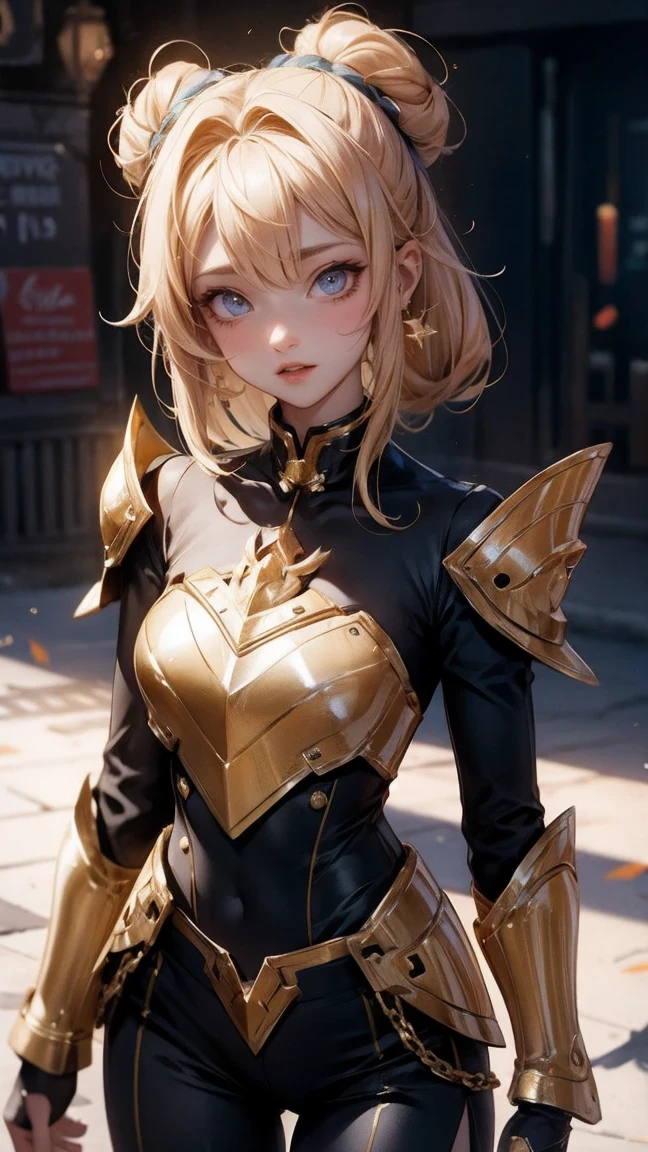 Cute Girl, cowboy shot,Seiya, golden armor, 4k image, ralista, best quality, masterpiece, cinematic lighting  