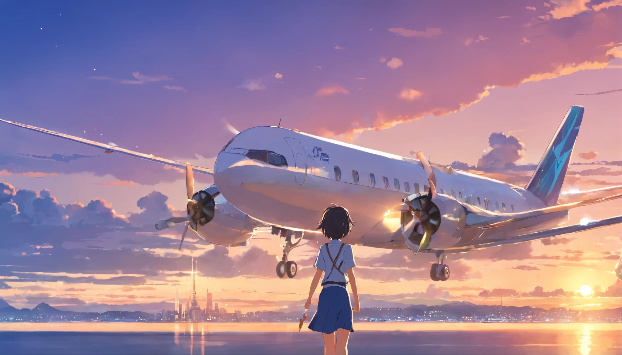 makoto shinkai,makoto shinkai'style,Departure,departure,Take off in an airplane