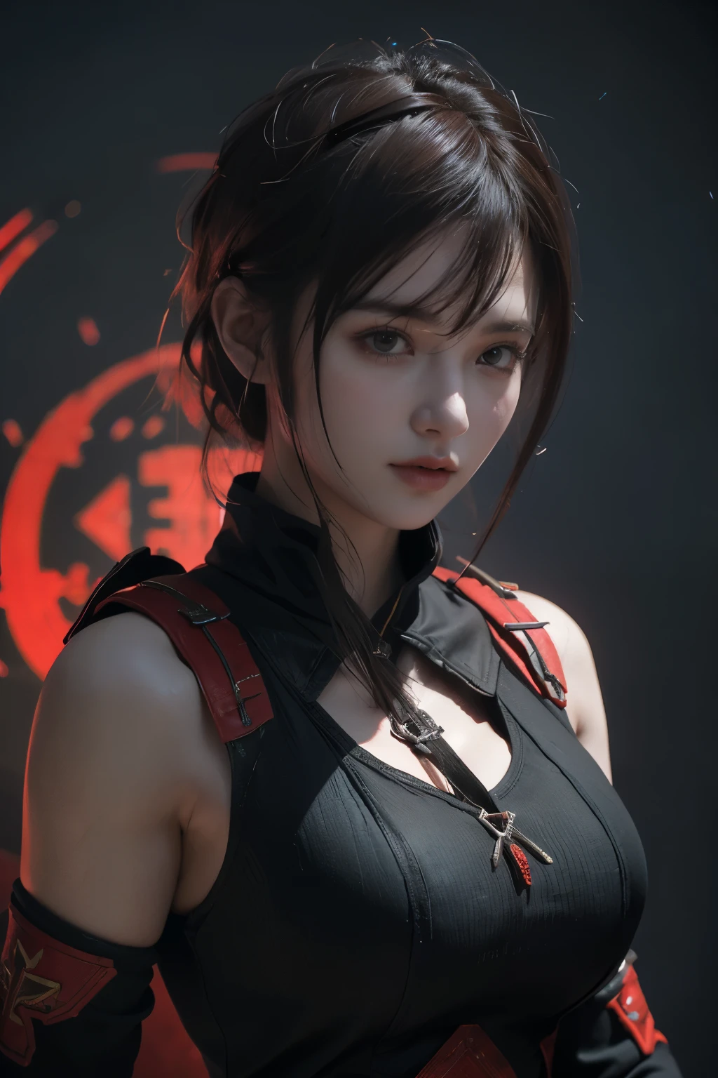 Masterpiece,Game art,The best picture quality,Highest resolution,8K,(Portrait),Unreal Engine 5 rendering works,(Digital Photography),
Girl,Beautiful pupil,(Gradual short hair is blue and red),Busty,(Big breasts),(Portrait photography:1.5),
(A female archer in Tang Dynasty),Casual hairstyle,Delicate faces,(Full breasts,Big breasts),Serious,Cool and elegant,(Archer costume in ancient style),(Costume combines hunter costume and soldier armor features),(Red and black),Ancient fantasy style characters
Movie lights，Ray tracing，Game CG，((3D Unreal Engine))，OC rendering reflection pattern