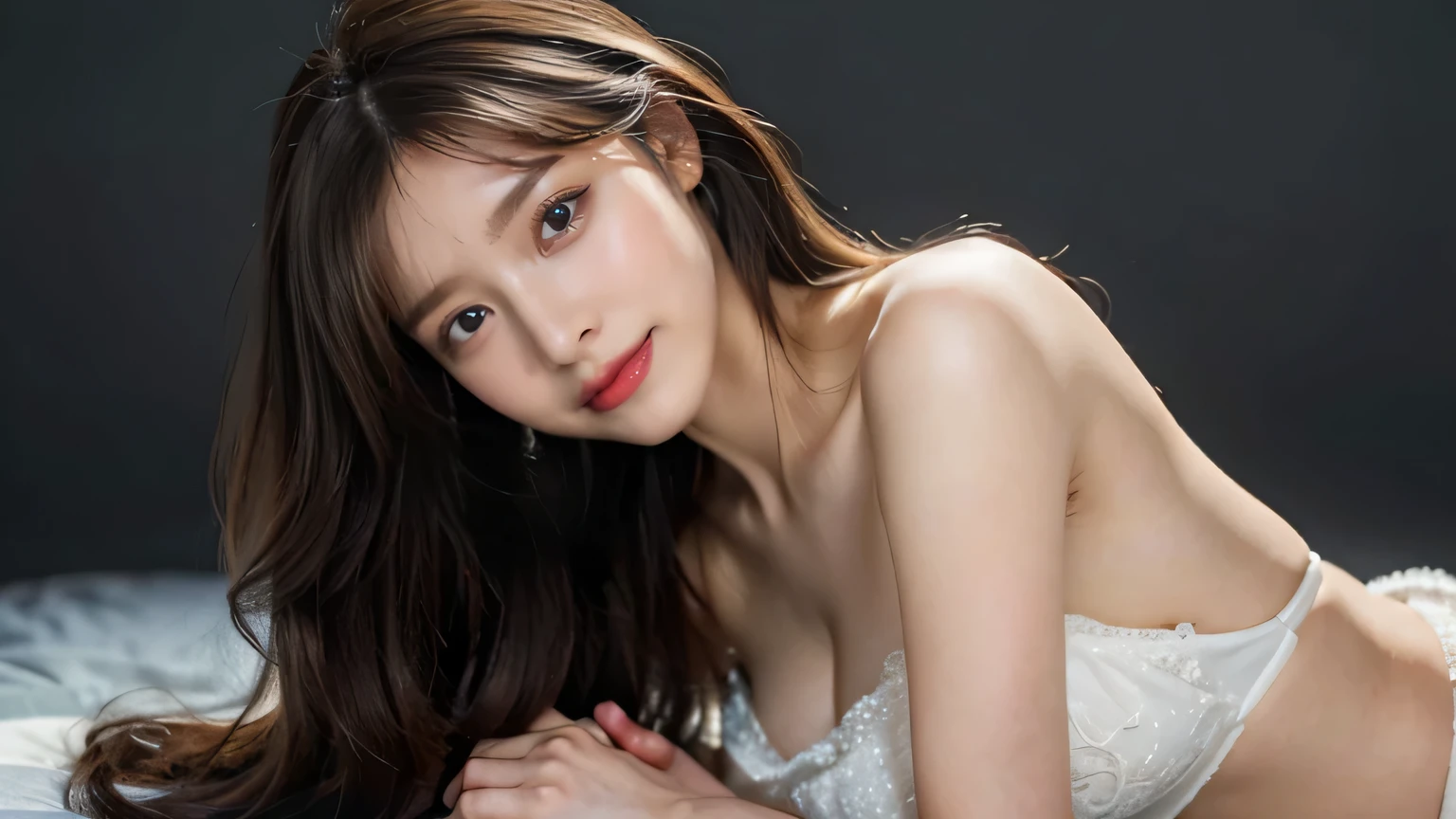 (best quality,highres,masterpiece:1.2),ultra-detailed,realistic:1.37,8K high-resolution photograph,full-body shot,exquisite skin,beautiful breasts,modest yet provocative attire,long brown hair,perfectly detailed face with 8K resolution,straigh hair,smiling, flawless facial features,perfectly shaped lips,full-body shot,gorgeous body line, flawless nose,beautiful eyes with intricate details, seductive expression,stunning girl,26-year-old Japanese woman,face tilted up,blushing face,cool beauty,full-body shot from head to toe,long legs,standing posture,highlighting the legs,perfectly shaped fingers,curvaceous body