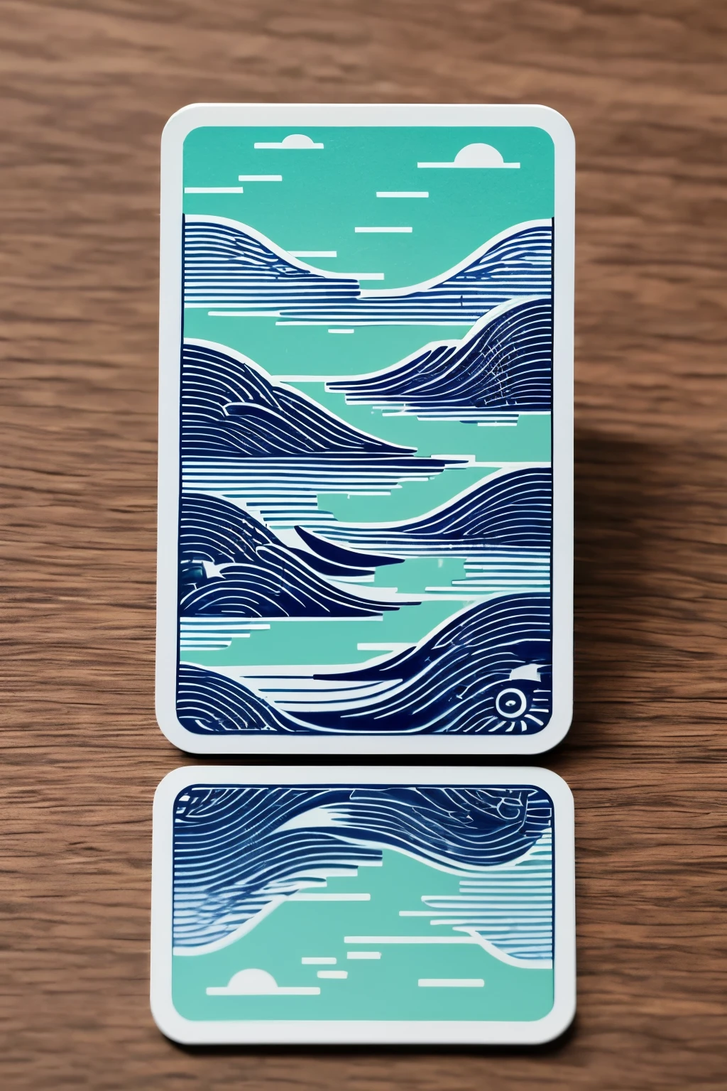 The back of the playing card is designed with Chinese sea water and river cliff pattern,红色pattern,line drawing,pattern,pretty,fine,high quality
