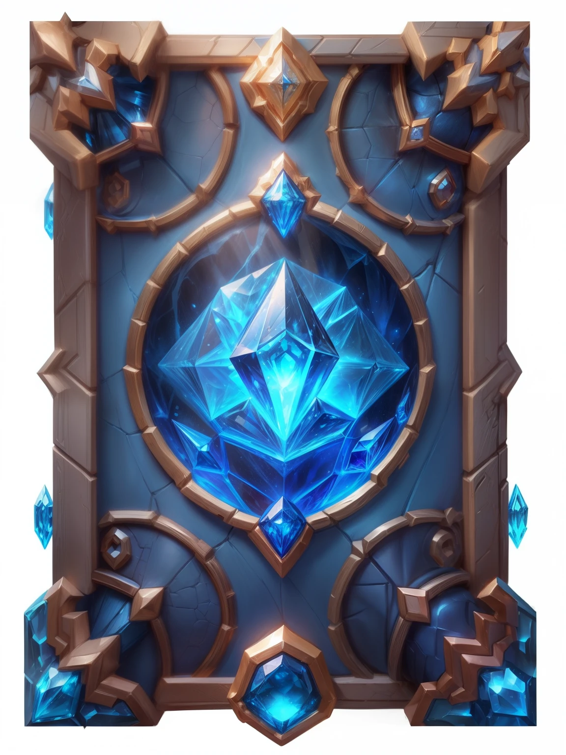 Close up of a blue diamond on a blue background, Heart Stone original art style, blizzard Hearthstone concept art, Hearthstone art style, Frost Gem, 8k high definition wallpaper jpeg artifact, 8k high definition wallpaper jpeg artifact, Hearthstone concept art, Detailed game art, in Hearthstone art style, Hearthstone style art, fantasy Hearthstone art style, mobile game art