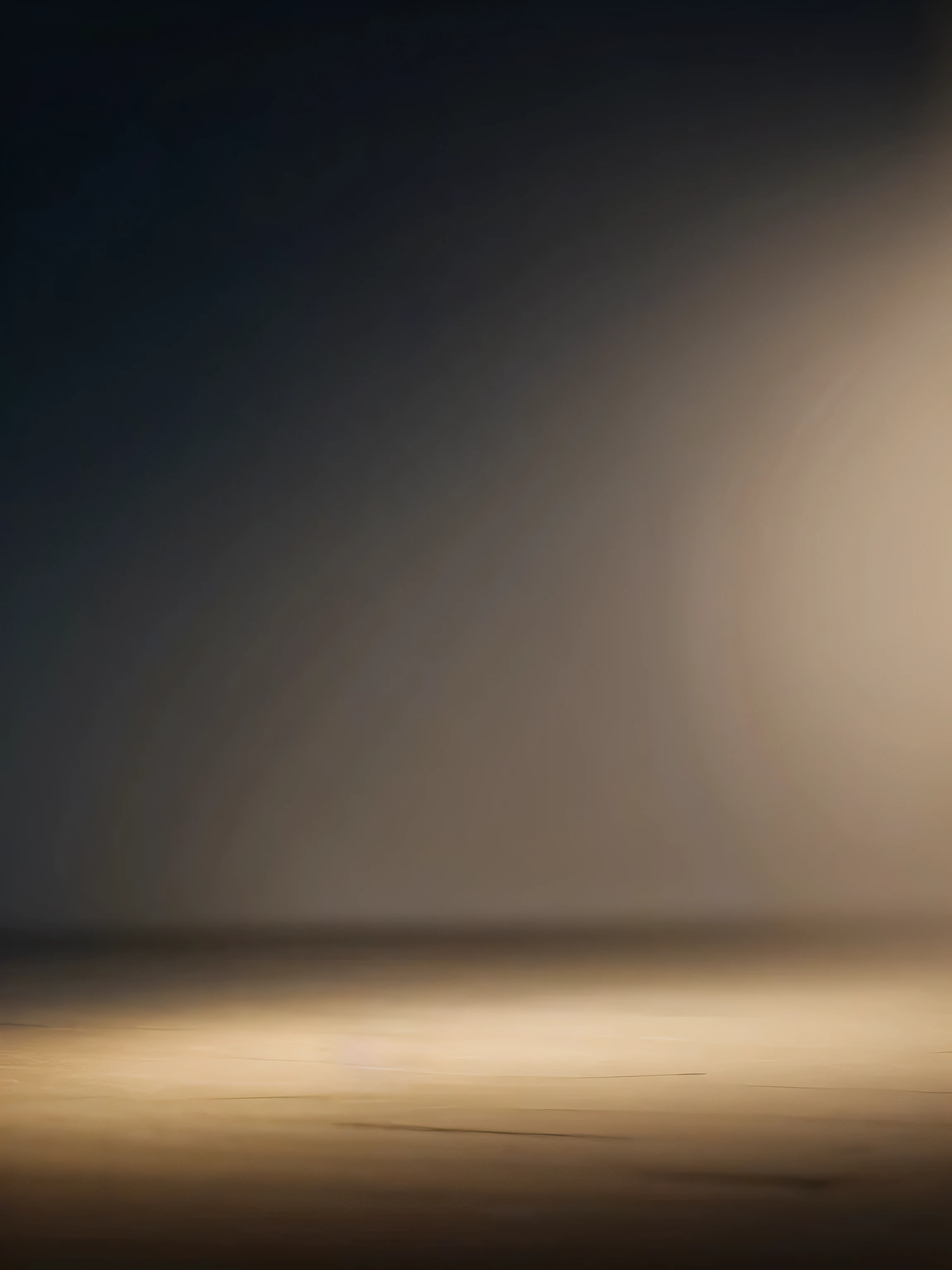 Blurred image of a dark room，Lights shine from the ceiling, plain studio background, dark studio background, Beige and dark ambience, dark studio background, empty space background, studio background, Dark and hazy room, Dark and beige atmosphere, Soft light gradient. No characters, Floor fog, gradient studio background, solid color background, matte background. Unreal Engine, arena background, Holy light on the right