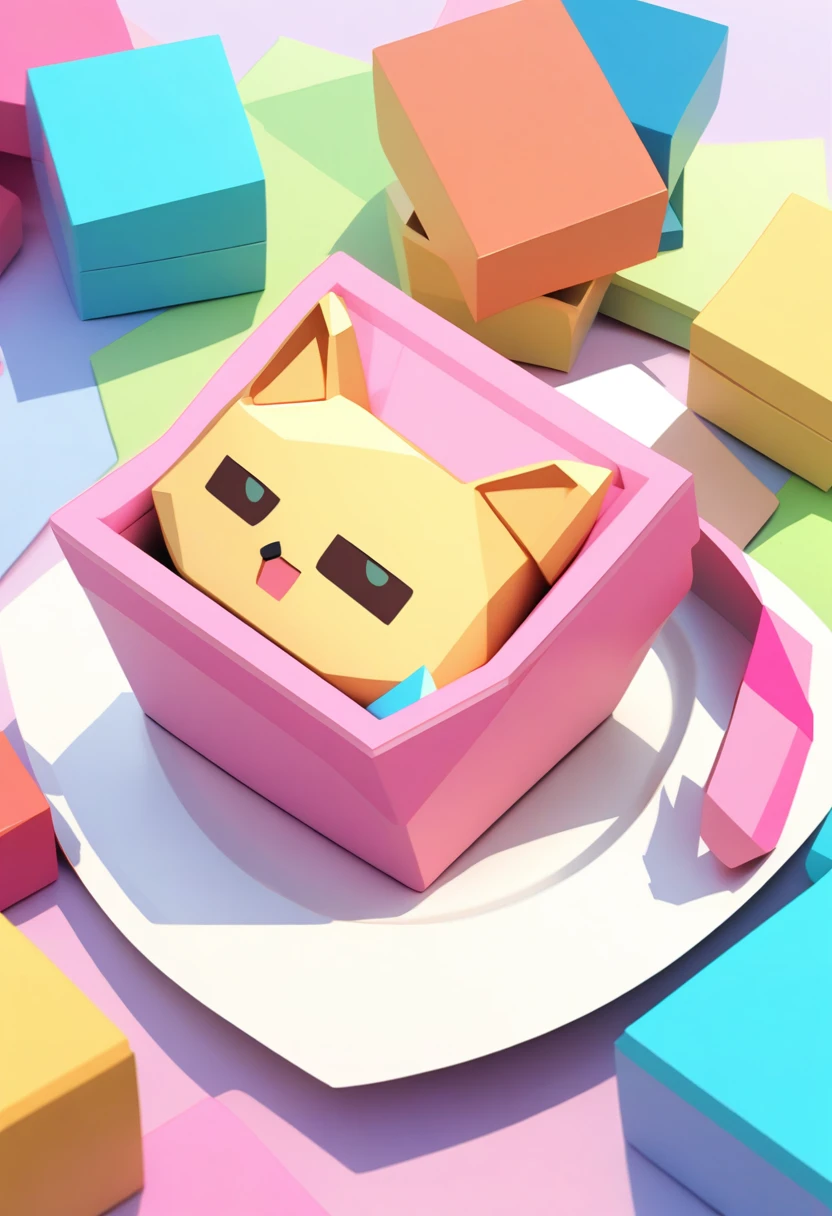 very aesthetic, low poly, vector, catgirl, cute, cat mouth
