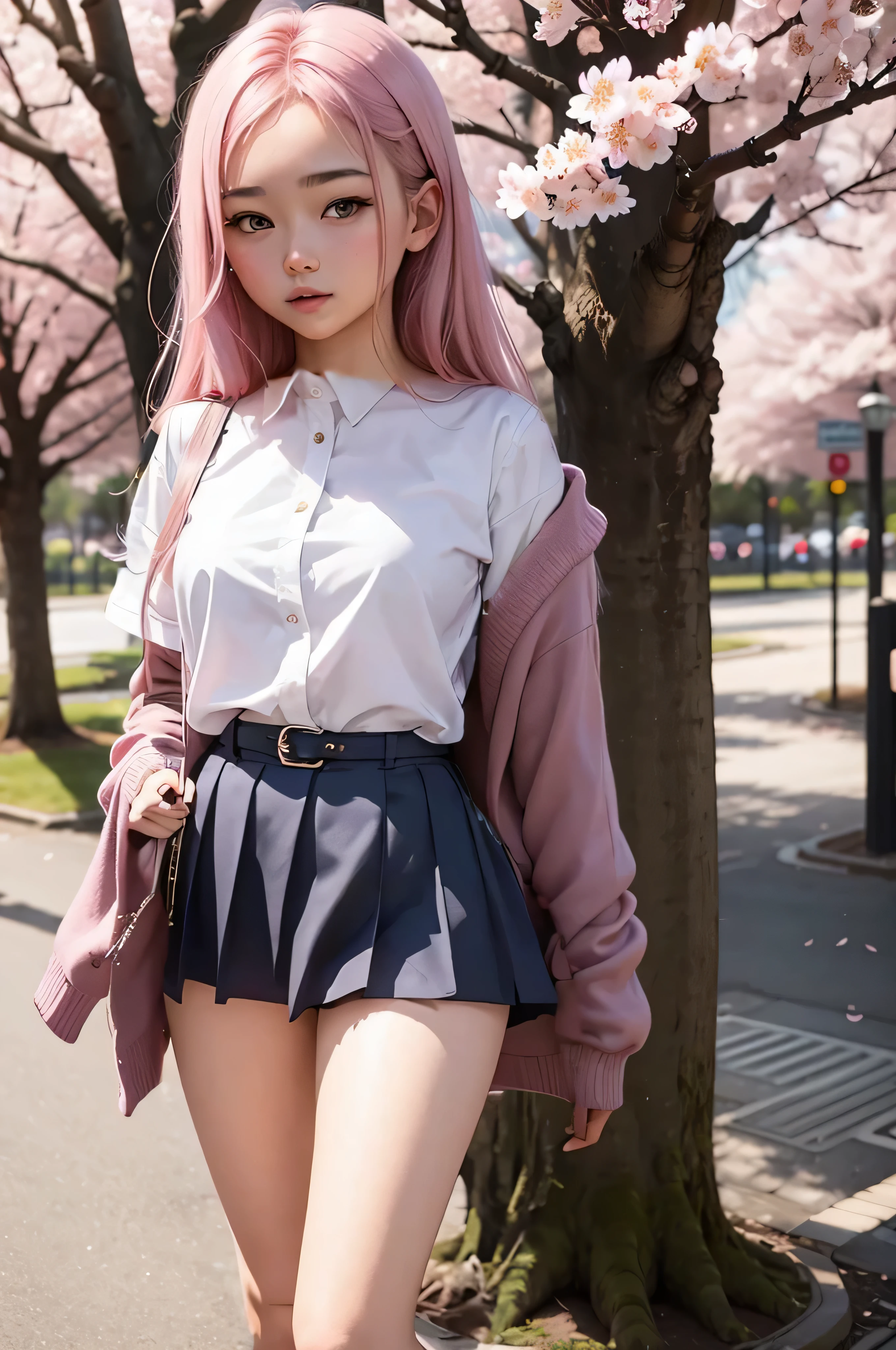 Changed to an 18-year-old high school girl wearing a dress shirt and super short miniskirt uniform。