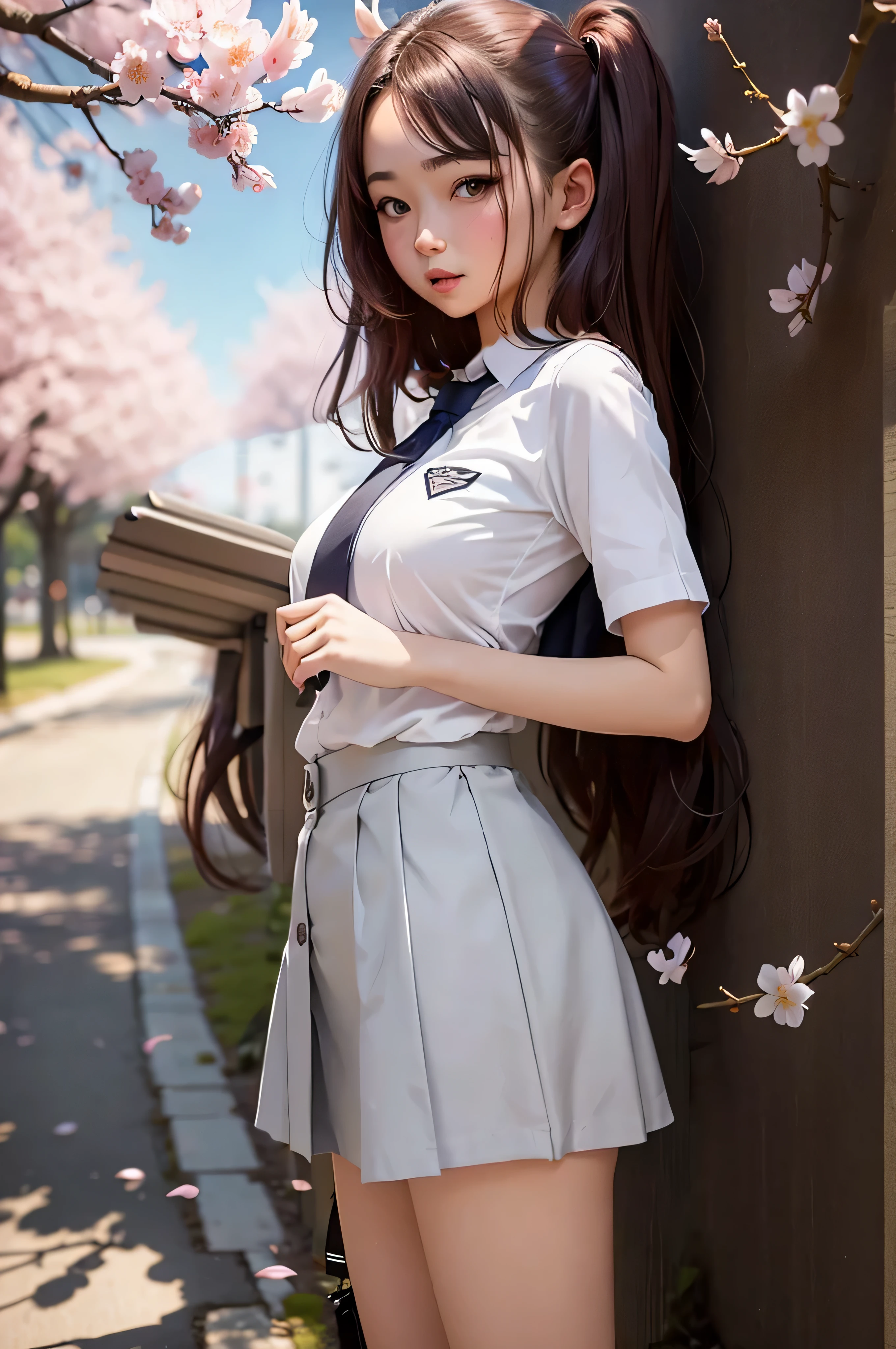 Changed to an 18-year-old high school girl wearing a white dress shirt and super short gray miniskirt uniform.。