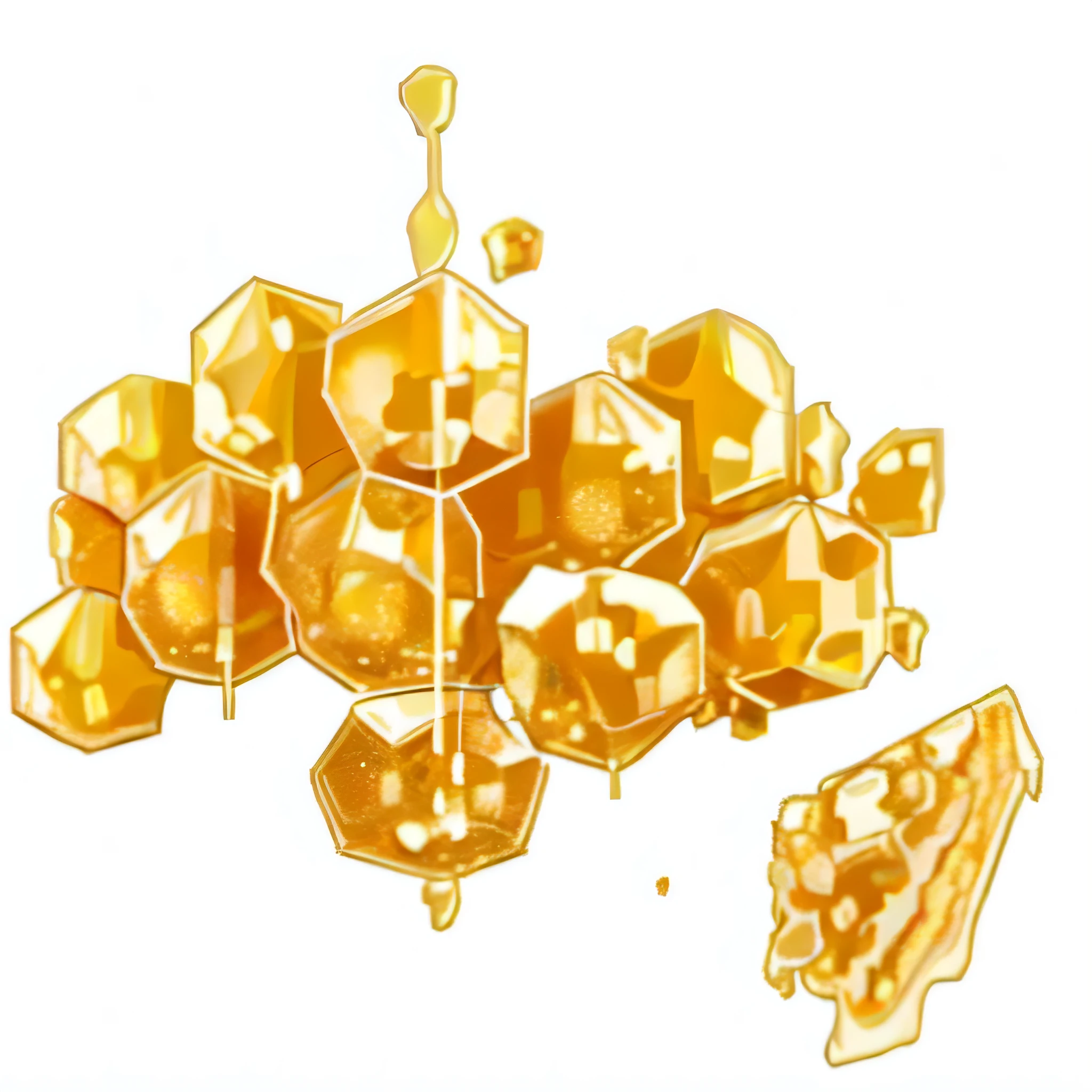 a yellow Honeycomb with Honey on a white background, dripping Honey, Honey dripping, Honeycomb, made of Honey, Honey, Honey and bee honeycomb, Honey dripping from ceiling, Made from bees, Honeycomb structure, honeycomb, wearing Honey, trypophobia, Honeycomb halls, mechanically enhanced Honeycomb, highly detailed melted something, made from cheese, sticky, melted cheese, something