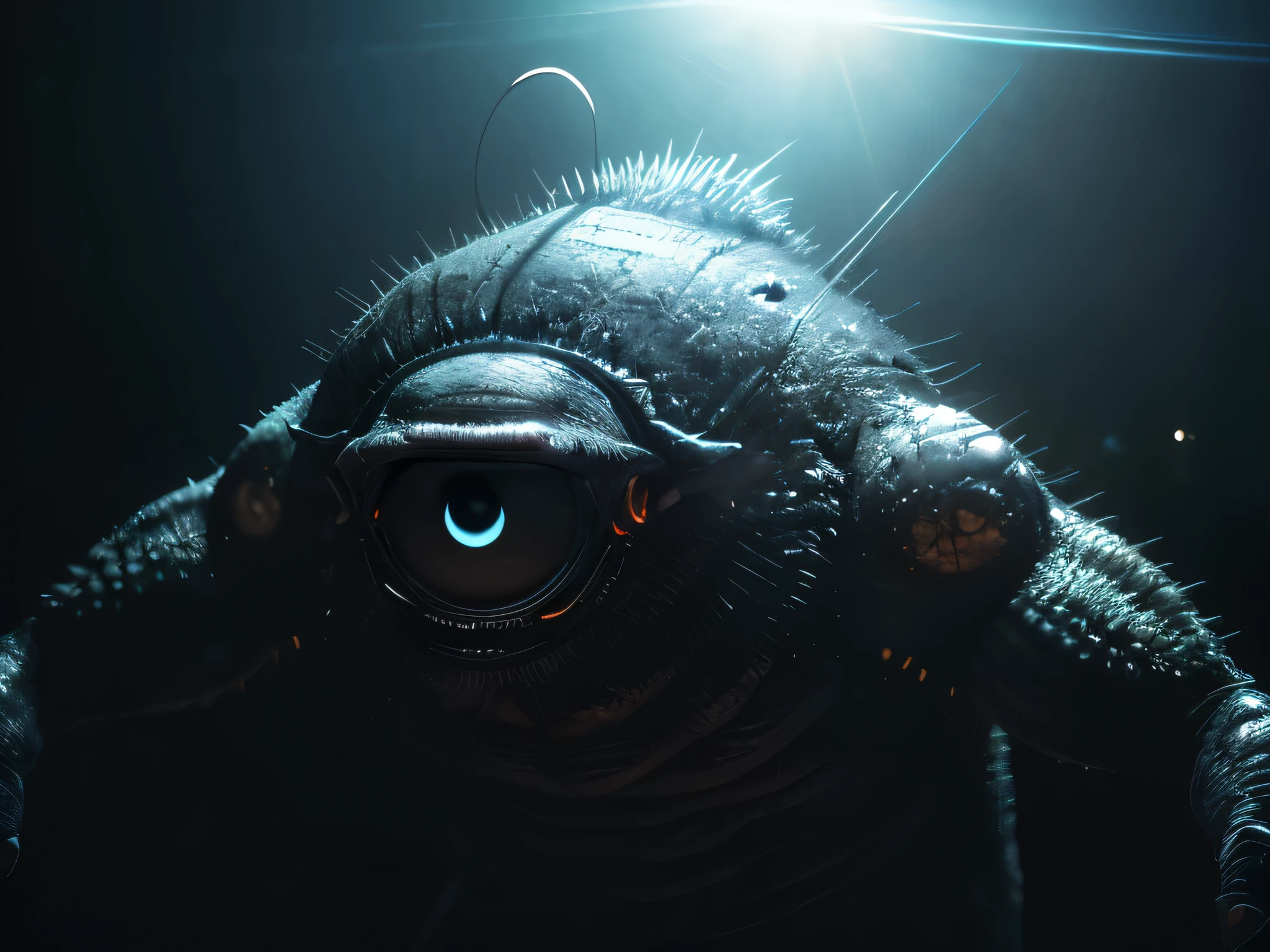 Camera, eye, needle, Creature, horror, charm, master, cinematic shot + dynamic composition, incredibly detailed, sharpen, details + complex part + professional lighting, Film lighting + 35 mm + anamorphic + Lightroom + cinematography + Boke + Lens flare + granularity + HDR10 + 8 k + Roger Deakins, ((cinematic))