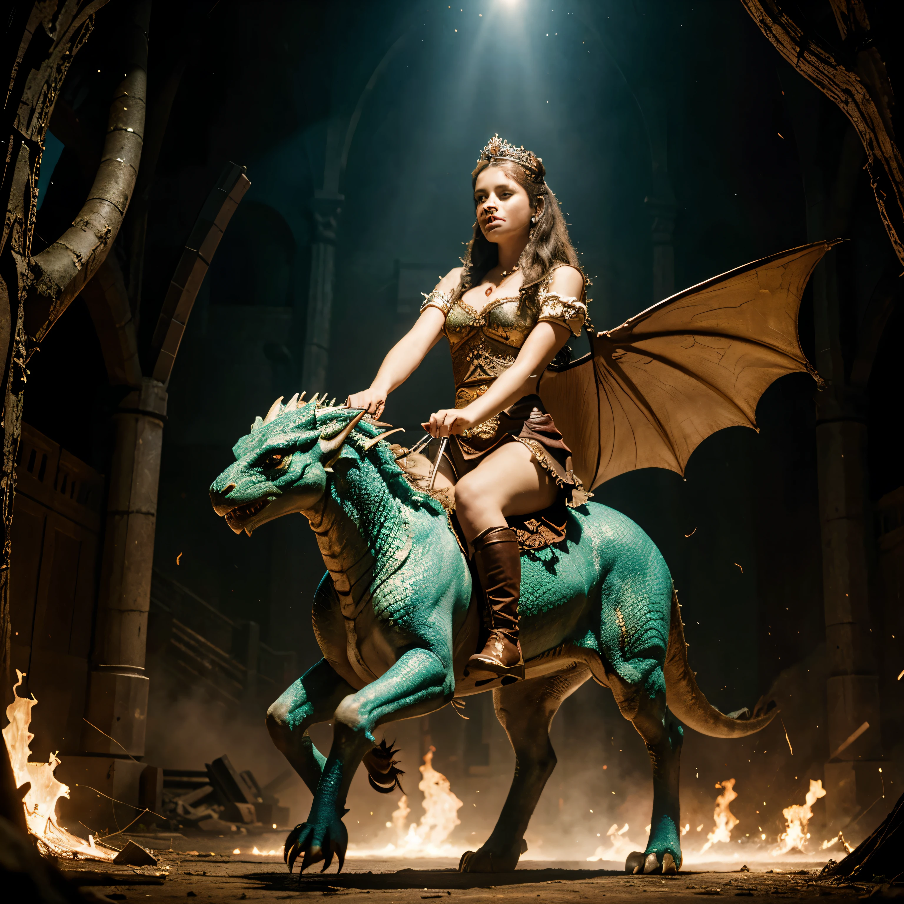A princess riding a dragon 