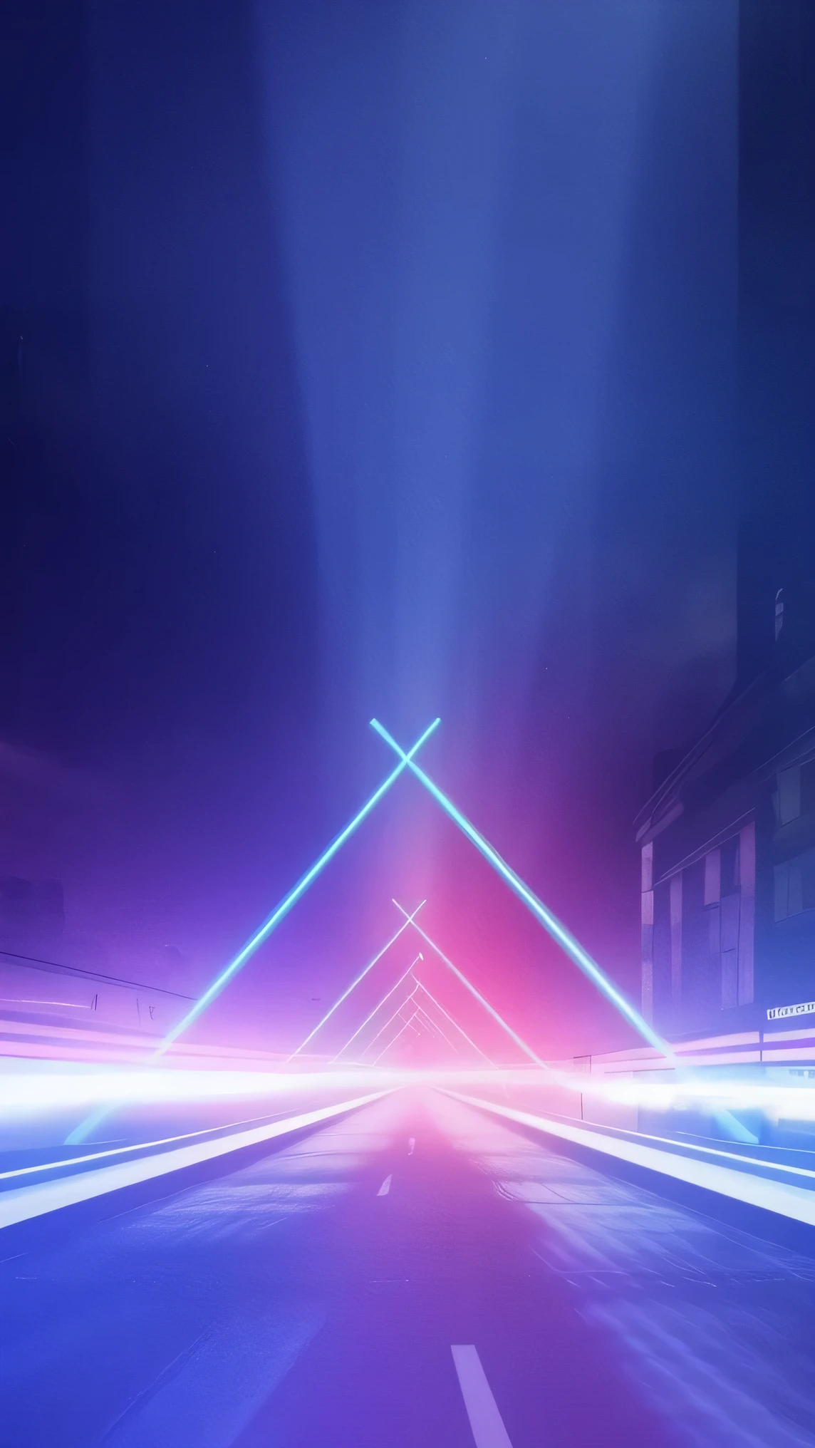 Blurred image shows a street with lights, Neon lights in the background, neon background, neon background lighting, neon background, Neon lights in the background, Neon black background, neon geometry, neon road, network neon lights, Neon landscape, Abstract neon shapes, network neon lightss, neon digital art, network neon lights, Soft neon atmosphere