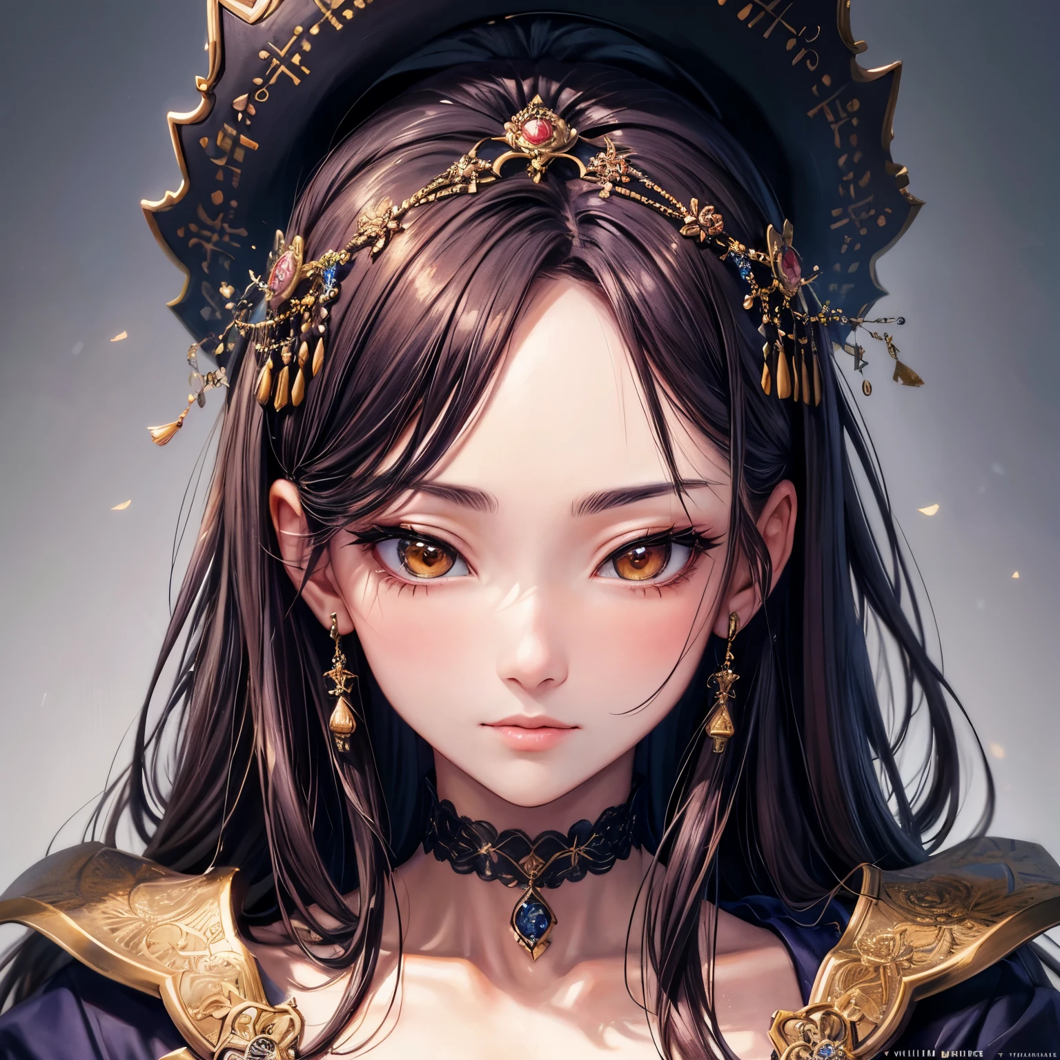 wgz style,Highly detailed portrait of a beautiful woman,perfect woman makeup,classic oil painting,Written by Shirou Masamune, Written by William Tae Kim