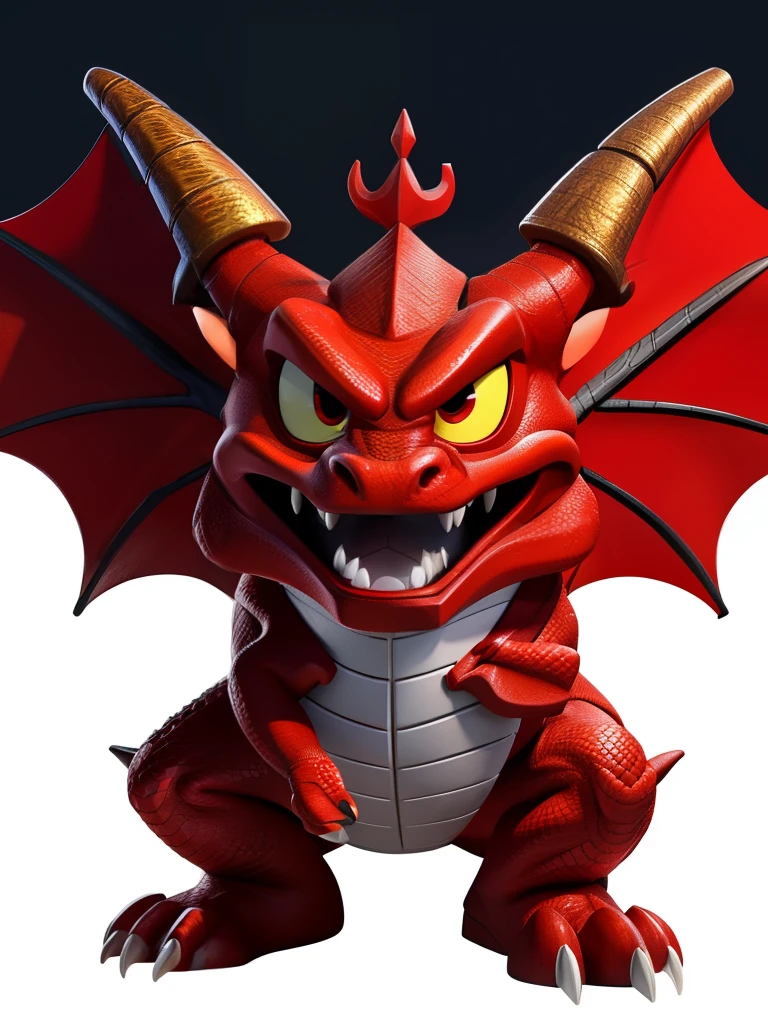 A red dragon,Heads,Dragon, West, Dragon,Disney Pixar style character, full body, full body, white background,White background, Q version, 2d, evil