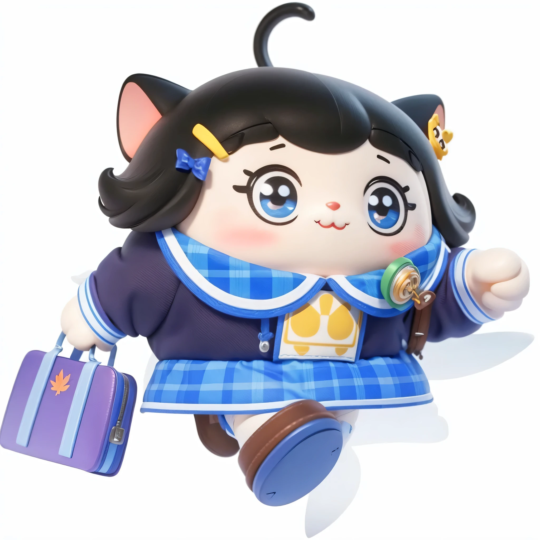 Close-up of a doll with suitcase and bag, animal crossing characters, animal crossing characterss, 3D model of Japanese mascot, Character art of Maple Leaf Story, official artwork, official art,,There are faces and eyes,Close-up of toys, Cartoon characters, Lovely character, FBX, Lovely 3 d render,, Lovely! C4D, video game character, game character,Super detailed 3d characters, 3D characters, octane rendering, calf, Toy character design, spot,4k,8k,ultra high definition, Anime maid costume cat girl