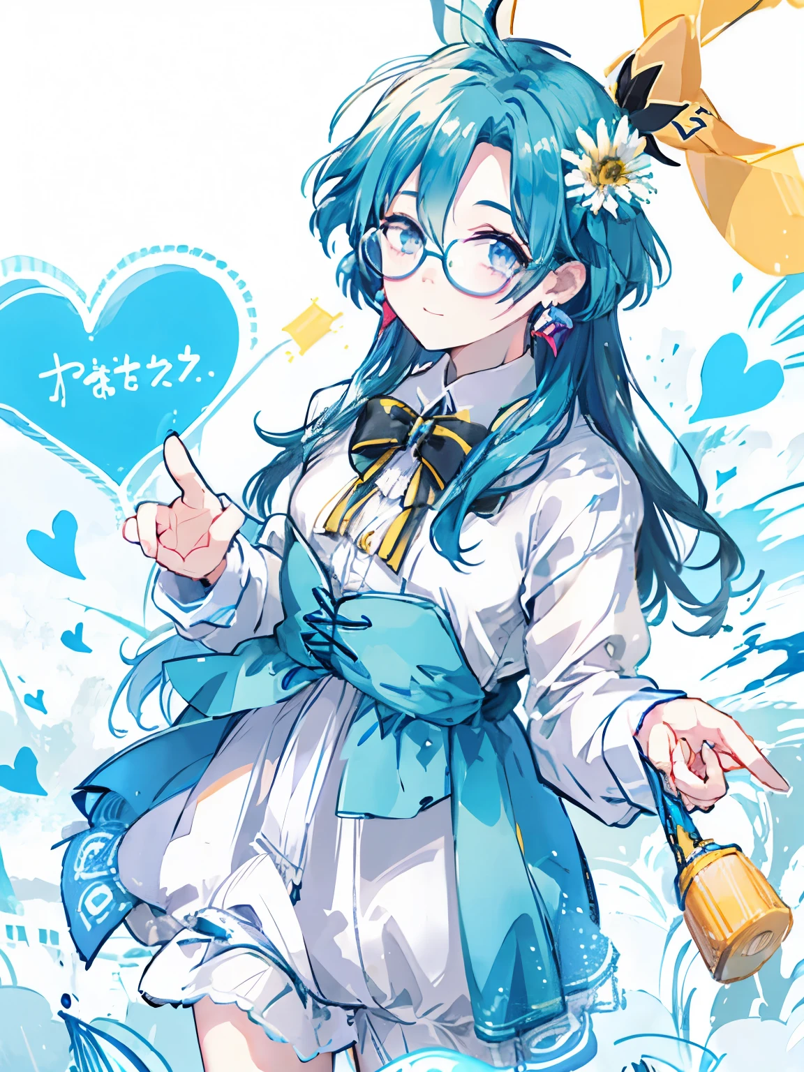 Blue and yellow pastel colors、Glasses、
