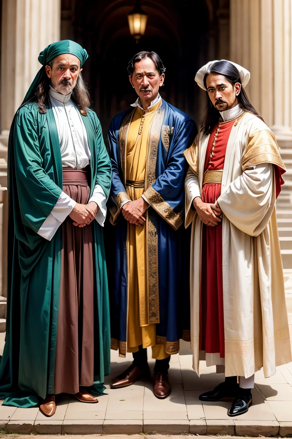 3 rich peoples in different costume in 1500year ago different place too