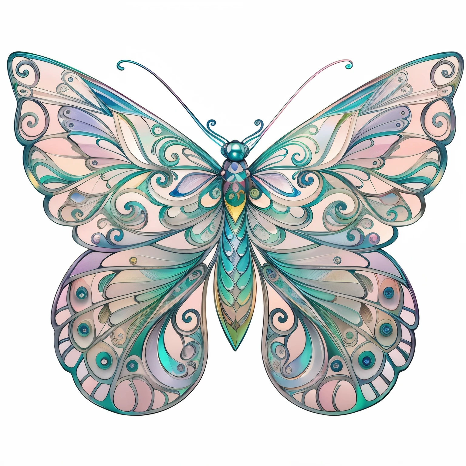 rainbow colors, Flying Insects, scales, wing, blue, textured, complicated, Gorgeous, shadow, pastel colors, 3d, Very detailed, Deco, tim burton, Dale Chihuly, Cheng Xiaolong, Cyril Rolando, By hour jig