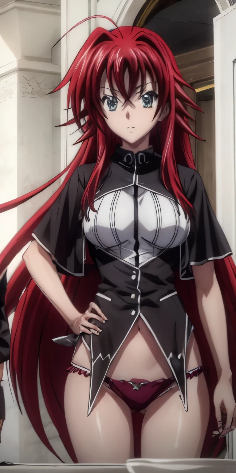 Rias Gremory como una gotica y cabello negro, ojos cafes