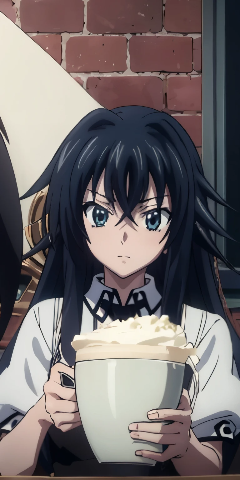 Rias Gremory como una gotica y cabello negro, ojos cafes